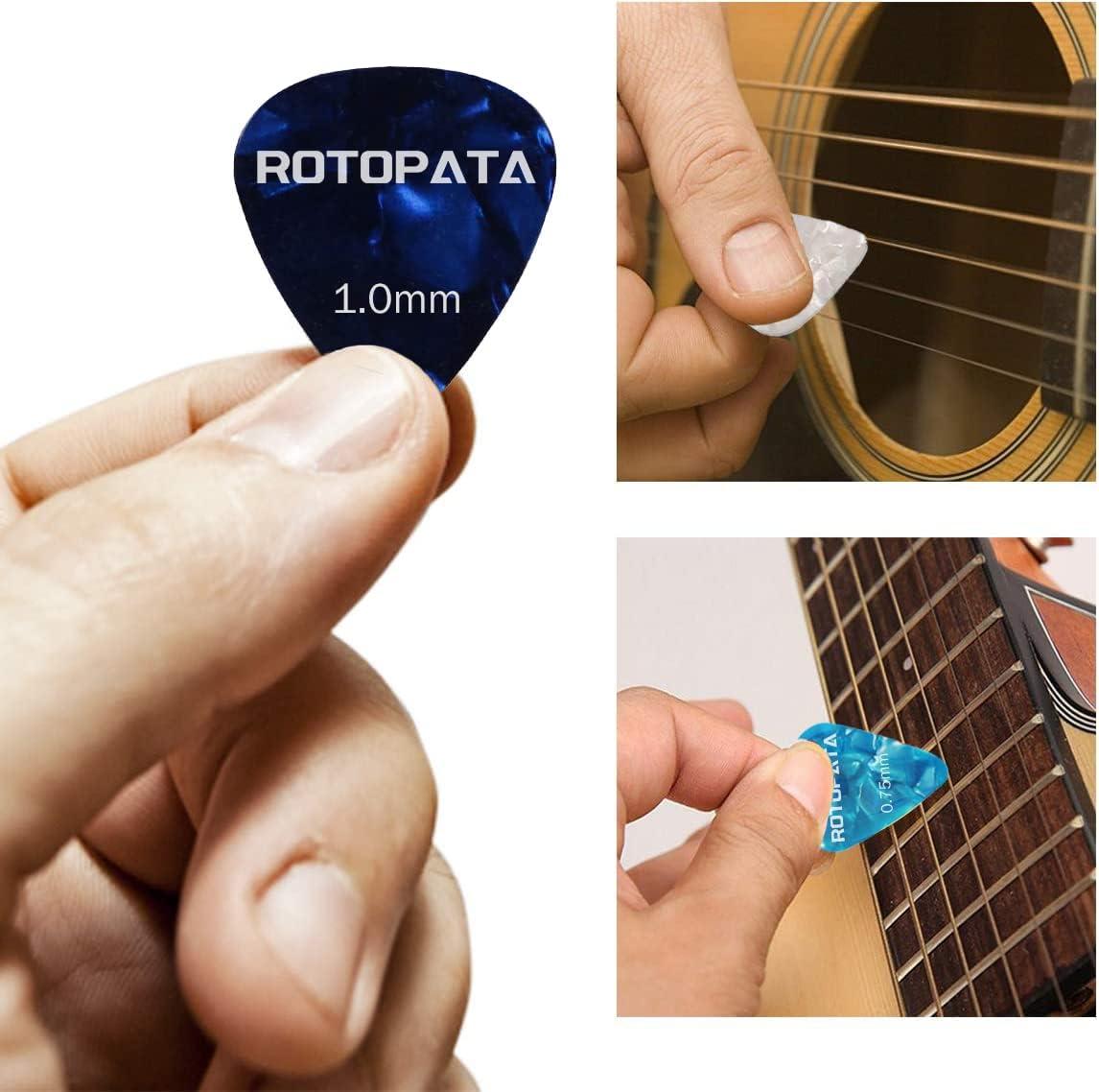 15 Pack Guitar Picks Plectrums with Organizer Storage Box, 0.5 0.75 1.0 mm Includes Thin Medium Heavy Thickness, Variety Colorful Celluloid Plectrums for Bass Electric Acoustic Guitars Ukulele - Image 4