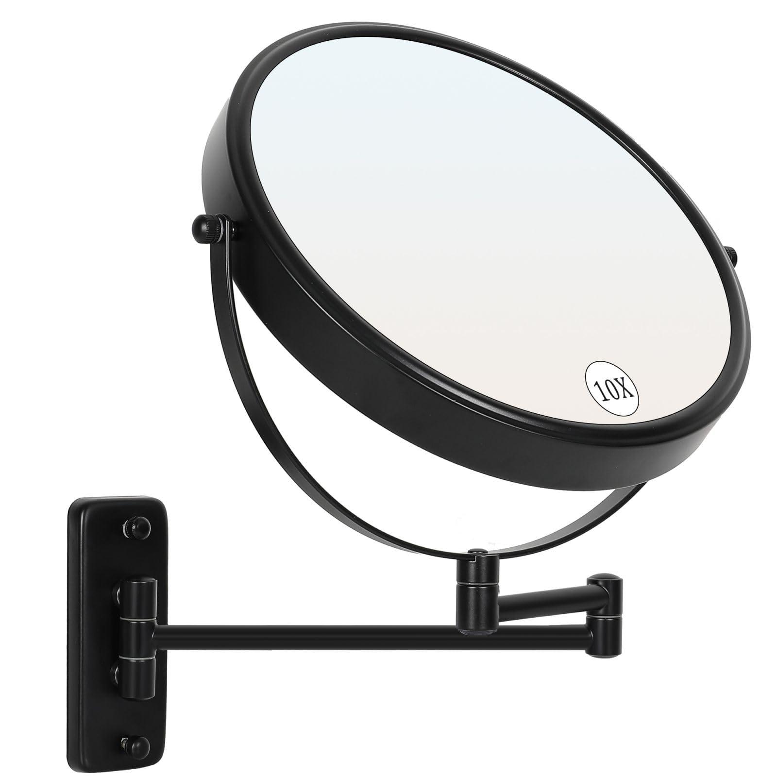 Large Size 9-in Wall Mounted Magnifying Makeup Mirror 1X/10X Magnification,Extendable Bathroom Mirrors Wall Mount Vanity Mirror for Shaving,12-in Folding Arm,Flexible Adjustable,Space-Saving,No Light - Image 3