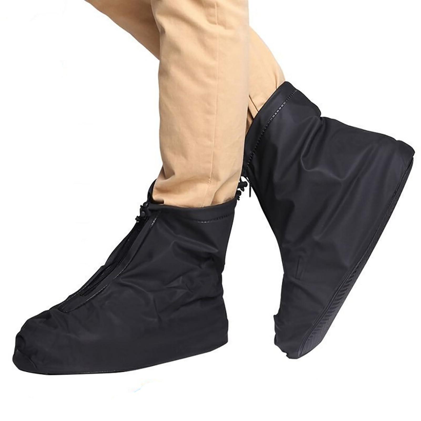 Sepikvin Waterproof Shoe Covers, Reusable Foldable Slip Proof Bottom Overshoes with Zipper, Keep Shoes Dry for Gardening Cycling Fishing Walking in Rain Snow and Mud