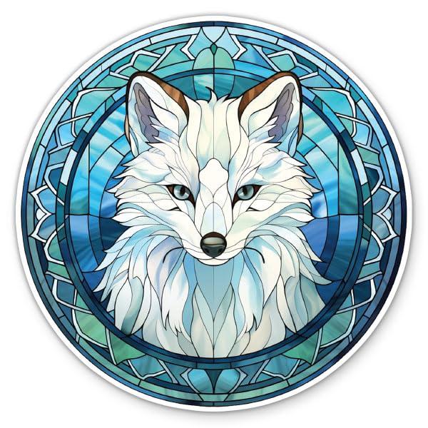 Arctic Fox Sticker - 5" Laptop Sticker - Waterproof Vinyl for Car, Phone, Water Bottle - Stained Glass Style Pretty Colorful Decal