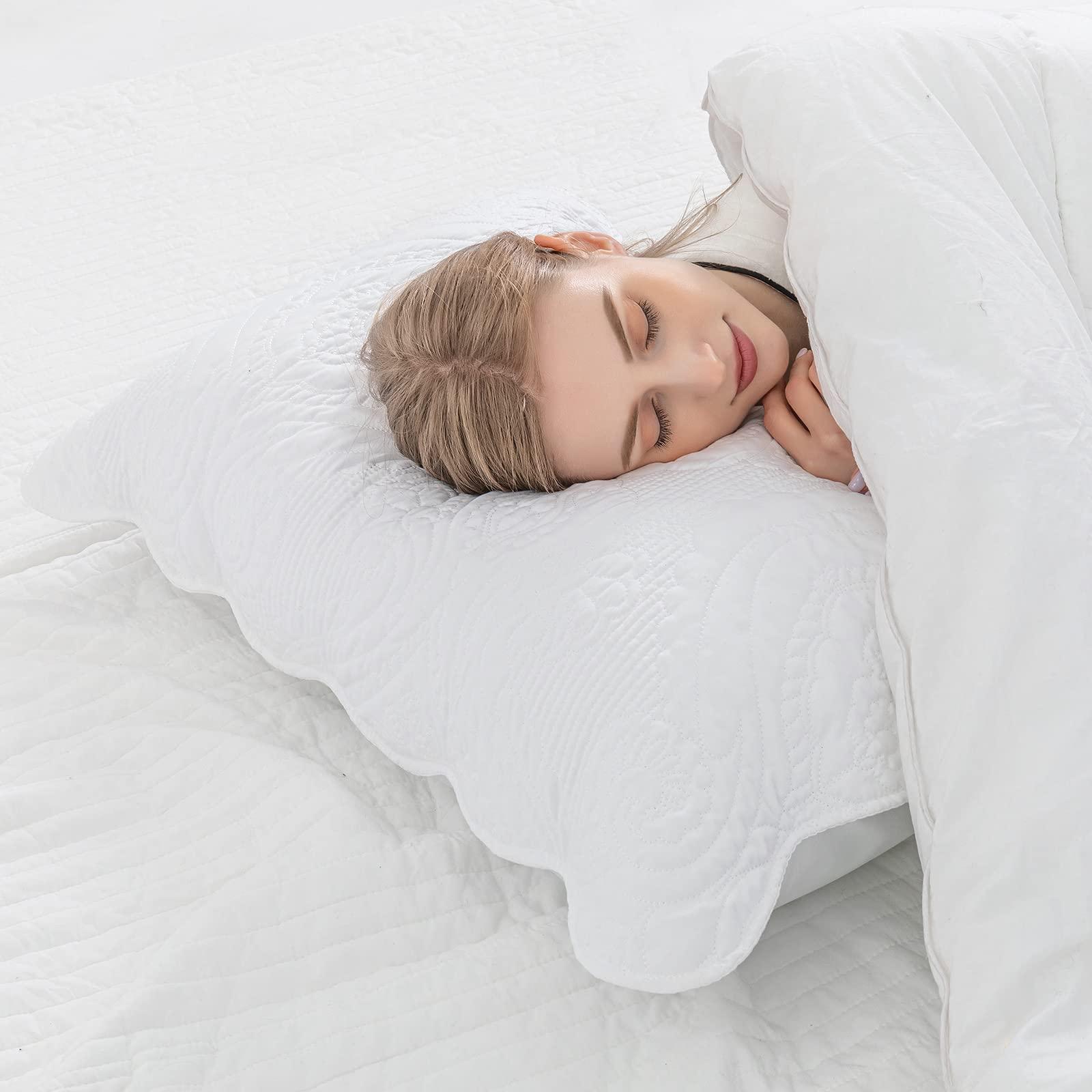 BOSOWOS Quilted Pillow Shams Set of 2, Decorative Microfiber Queen Bed Pillow Shams, Soft Breathable Pillow Covers with Envelope Closure (White, 2Pcs:20 x 30inch) - Image 8