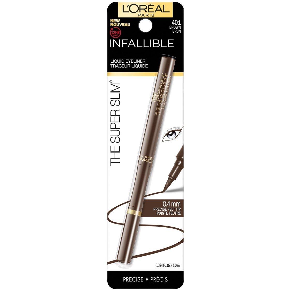 L'Oreal Paris Makeup Infallible Super Slim Long-Lasting Liquid Eyeliner, Ultra-Fine Felt Tip, Quick Drying Formula, Glides on Smoothly, Brown, 0.03 fl oz., 1 Count - Image 2