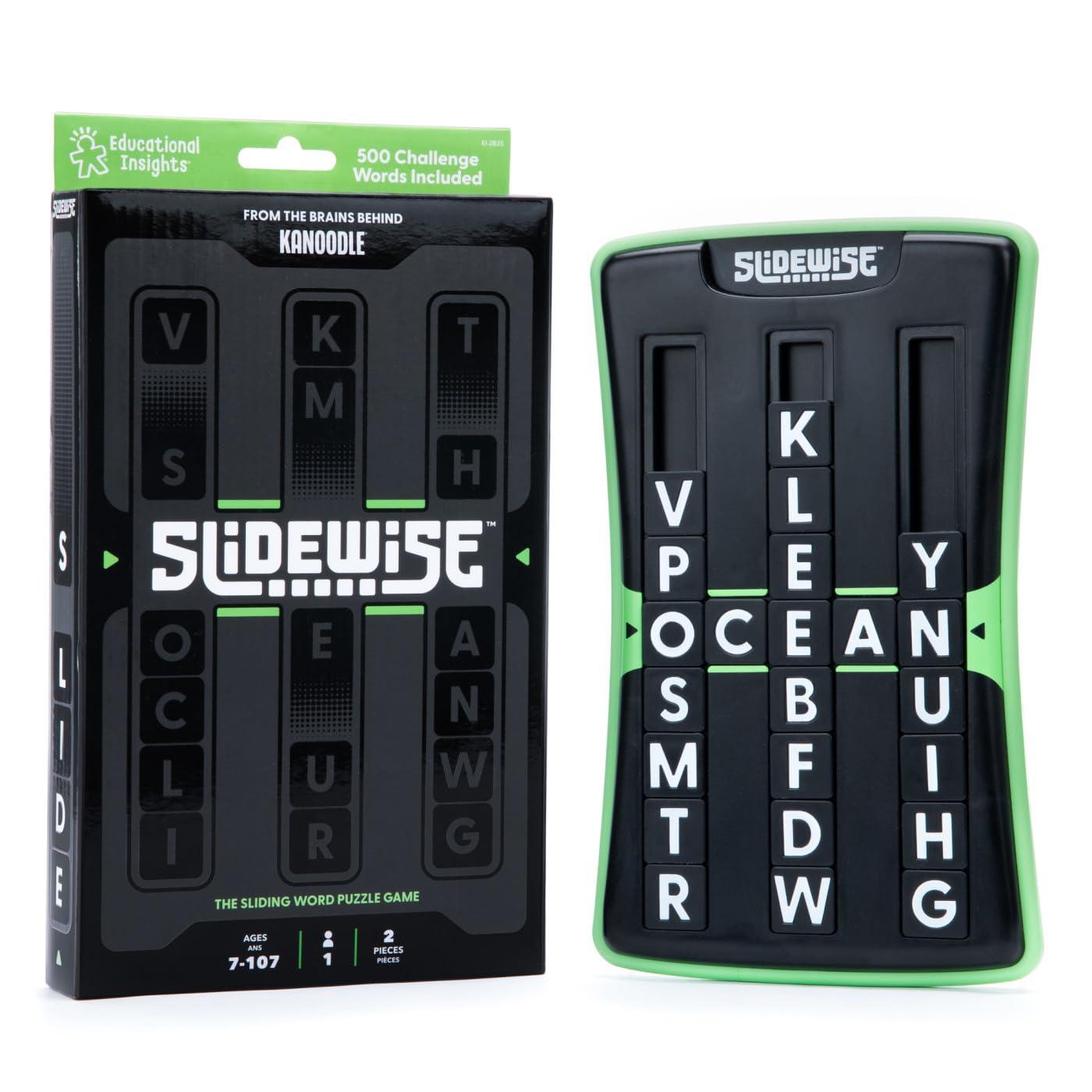 Educational Insights Slidewise - Word Game for Kids, Teens & Adults, Handheld Brain Teaser Challenge, Letter Slide Puzzles, Portable Travel Toys, Easter Basket Stuffers & Gifts for Ages 8+