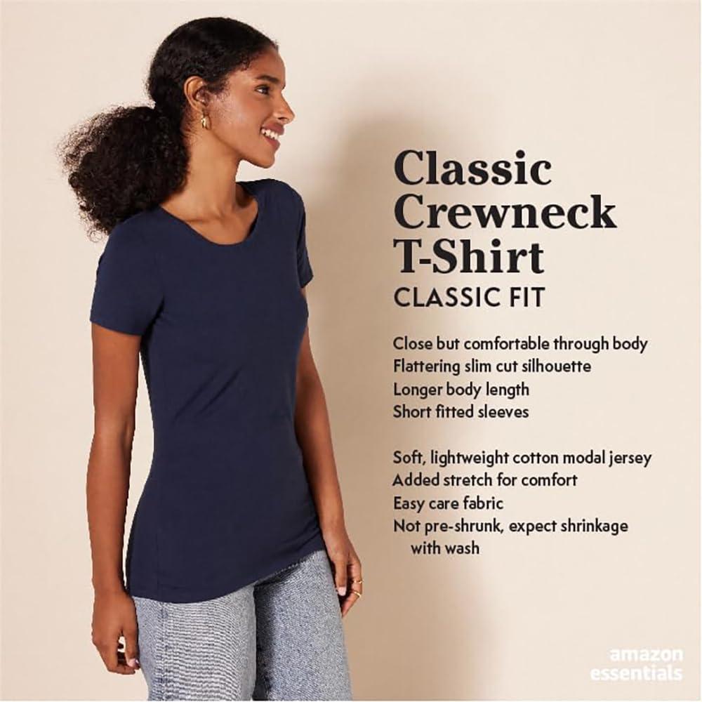 Amazon Essentials Women's Classic-Fit Short-Sleeve Crewneck T-Shirt, Multipacks - Image 2