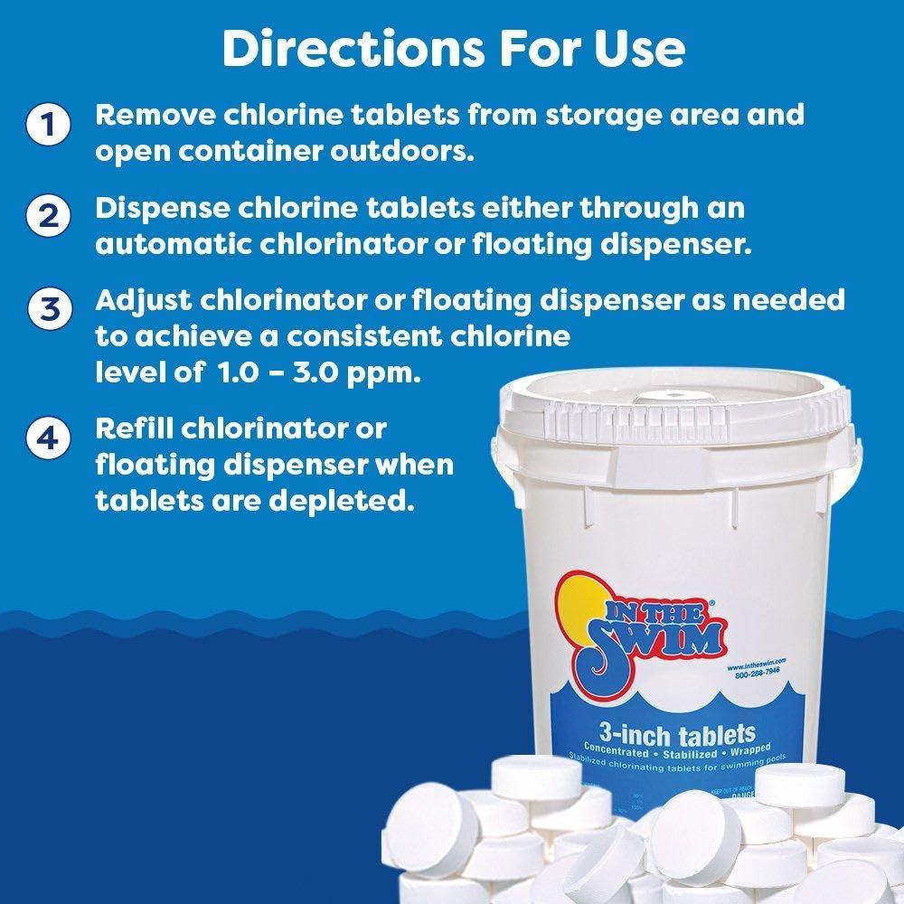 In The Swim 3 Inch Stabilized Chlorine Tablets for Sanitizing Swimming Pools - Individually Wrapped, Slow Dissolving - 90% Available Chlorine - Tri-Chlor - 50 Pounds - Image 6