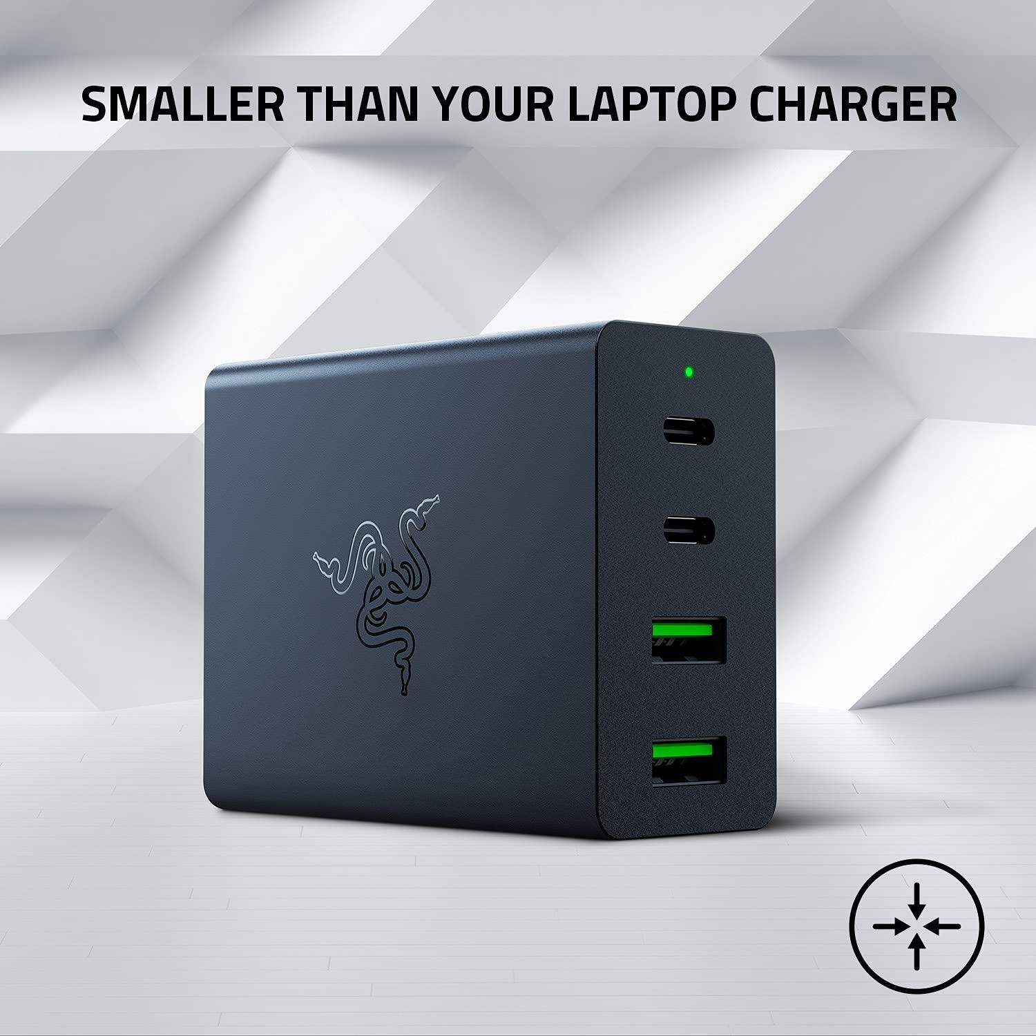 Razer USB-C 130W GaN Charger: 4 Ports - Super Fast Charging for Laptops, MacBook, iPad, iPhone, Samsung Galaxy - Charge Multiple Devices - Compact & Travel Ready - International Plugs Included - Black - Image 2