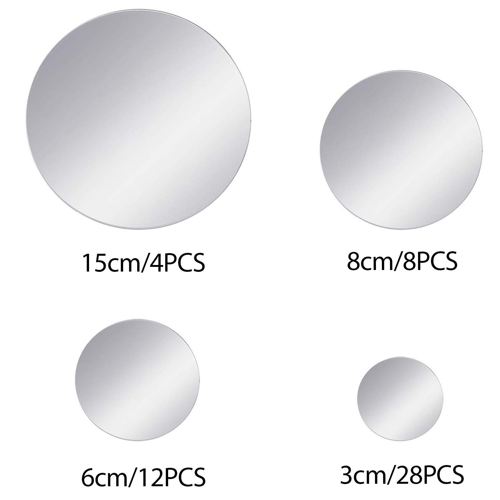 Aneco 52 Pieces Flexible Mirror Wall Stickers Set Removable Acrylic Mirror Circle Self Adhesive Plastic Mirror Decal for Home Decor - Image 2
