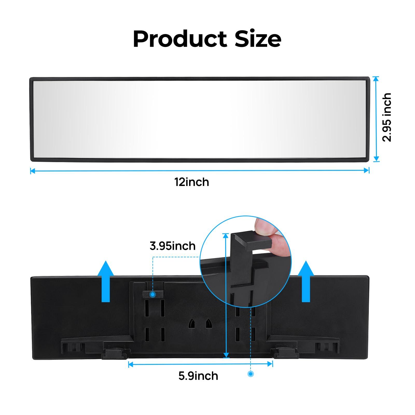 JoyTutus Rear View Mirror, Universal 11.81 Inch Panoramic Convex Interior Clip-on Wide Angle Mirror to Reduce Blind Spot Effectively for Car SUV Trucks -Clear - Image 4
