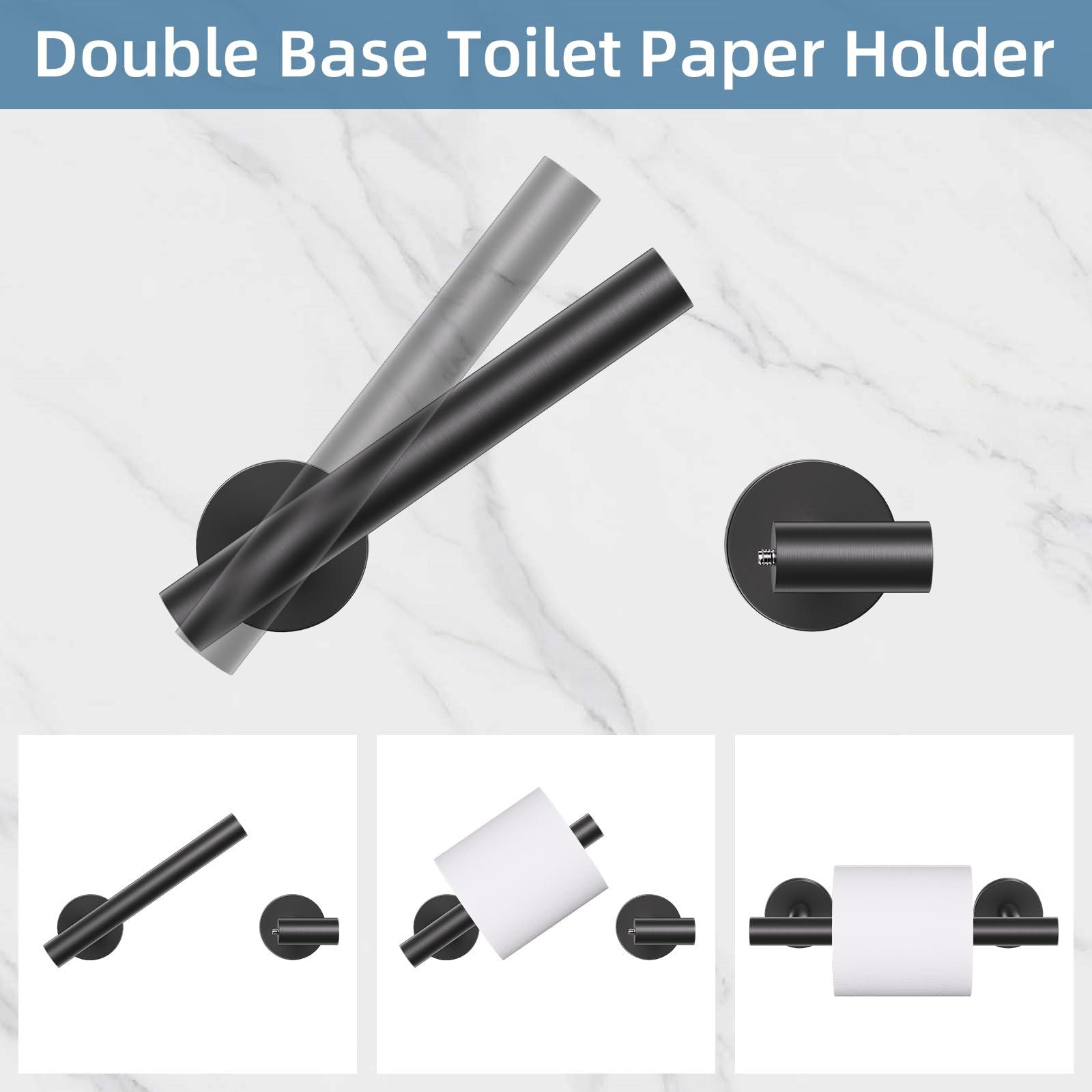 5 Pieces Matte Black Round Towel Bar Set Bathroom Hardware Accessories Set Upgraded Toilet Paper Holder Towel Racks Set for Bathroom Stainless Steel Wall Mounted 23.6 in - Image 5