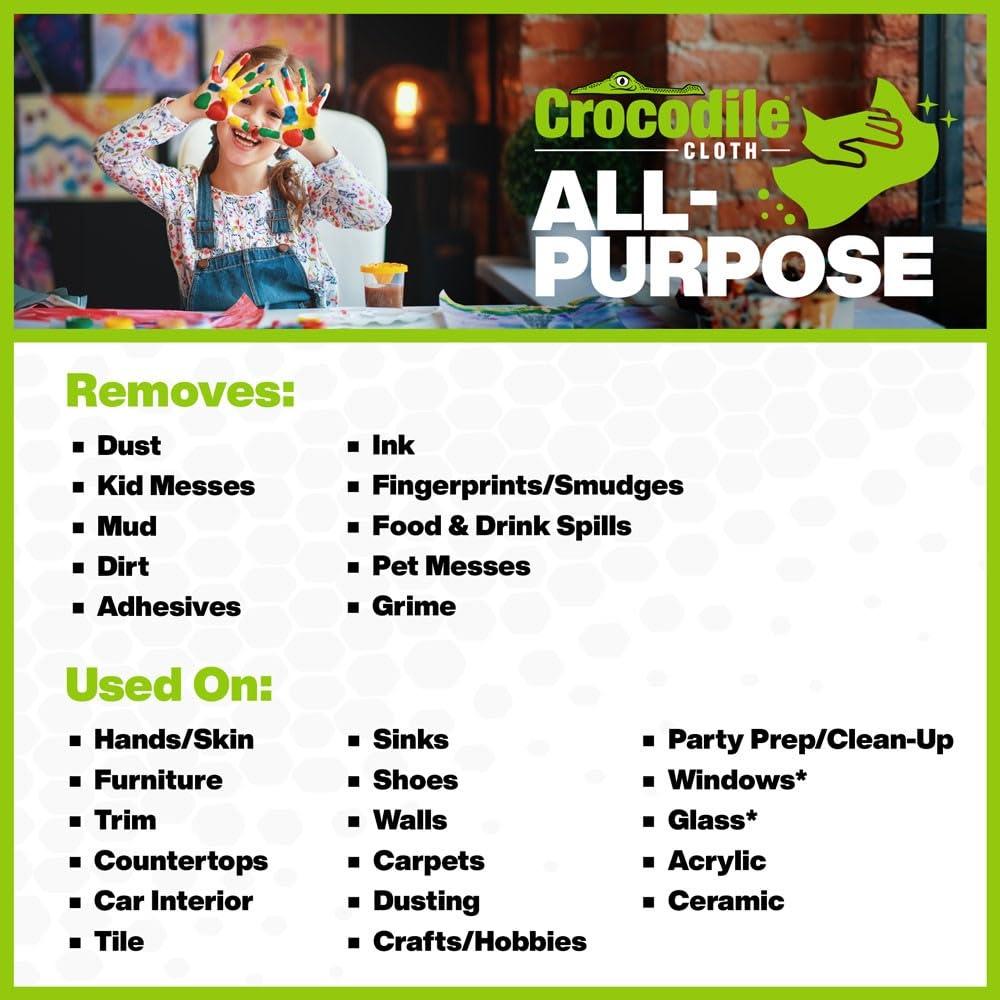 Crocodile Cloth All-Purpose - 80 Plant Based, 10" X 15" Cleaning Wipes. Large, Moist, Absorbent and Disposable Cleaning Cloths. Safe on Skin and Multiple Surfaces. - Image 6