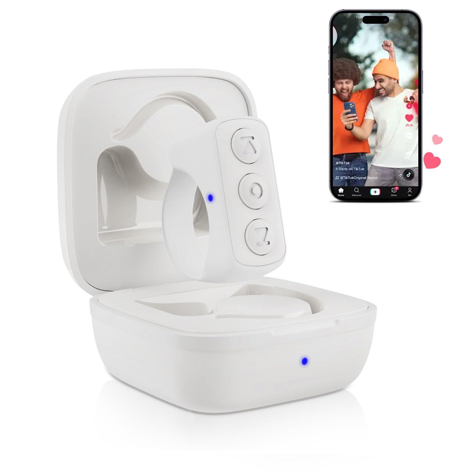 GUVOHUT TikTok Remote Control for TikTok, TikTok Scrolling Ring, Bluetooth Page Turner for iPad/Kindle App/iPhone/Android (White) - Image 1