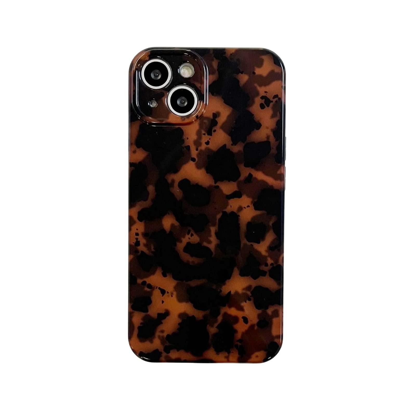 Tortoise Shell Retro Phone Case Compatible with iPhone 14 2022 Chic Amber Brown Leopard Stylish Classic Soft Slim Protective Cover for iPhone14 6.1inch