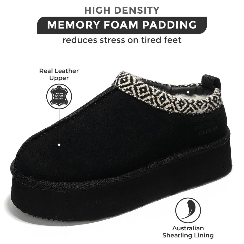 Project Cloud 100% Genuine Leather Platform Slippers for Women – Soft Memory Foam Womens Slippers & Supportive Clogs for Women 2025 – Cozy, Stylish Everyday Footwear (Sayre) - Image 2