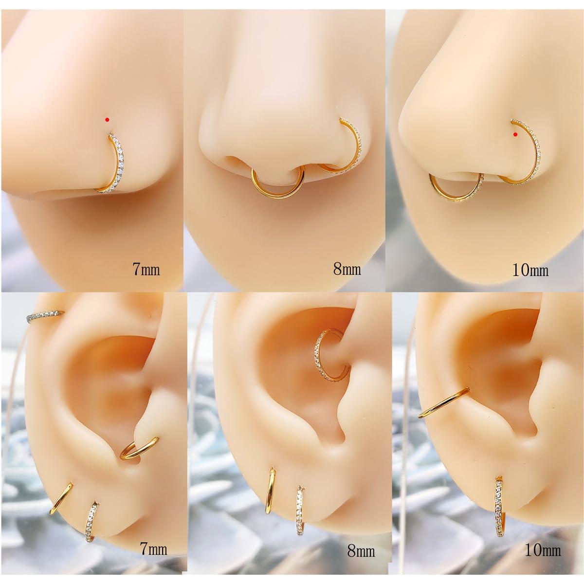 3Pcs Nose Rings Hoop 20G 18G 16G Surgical Steel Hinged Segment Rings Septum Jewelry Lip Ring Helix Conch cartilage earring for Women Girls Men 7mm 8mm 10mm - Image 4