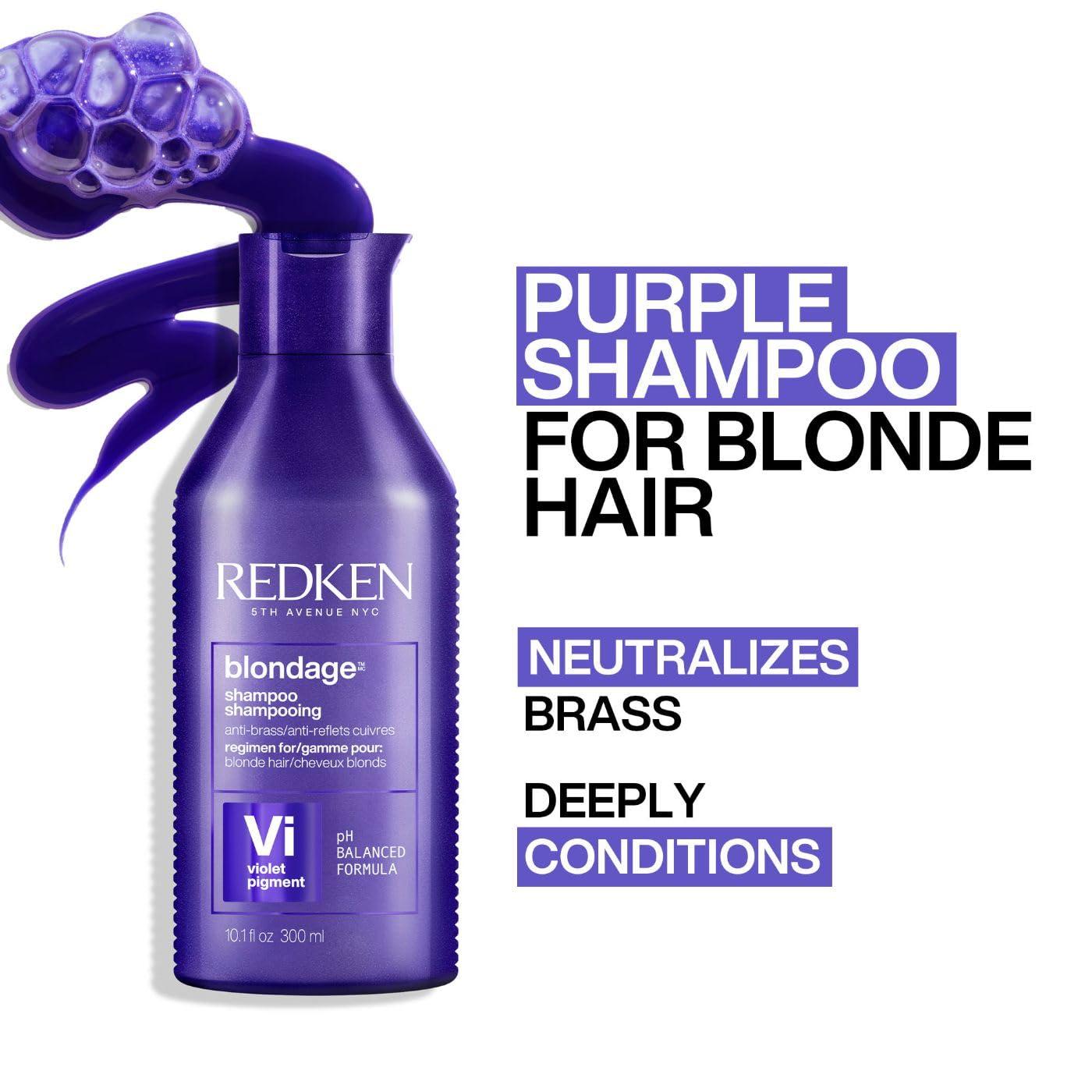 Redken Blondage Purple Shampoo and Conditioner Set For Blonde & Highlighted Hair - Neutralizes Brass & Moisturizes Hair With Pure Violet Pigments, Color Depositing, 10.1 Fl Oz (Pack of 2) - Image 3