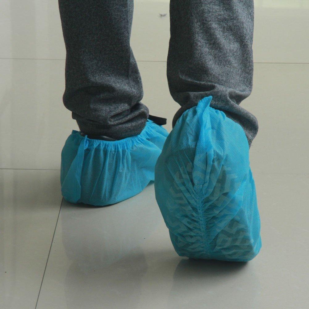 G & F Products Disposable Shoe Covers, Slip-Resistant Booties, Heavy-Duty, Waterproof, Elastic Band, Non-Slip Silicone Sole, Reusable, Protects Floors, Blue 11 Us Men & 13 Us Women, 500 Pcs (250 Pair) - Image 3