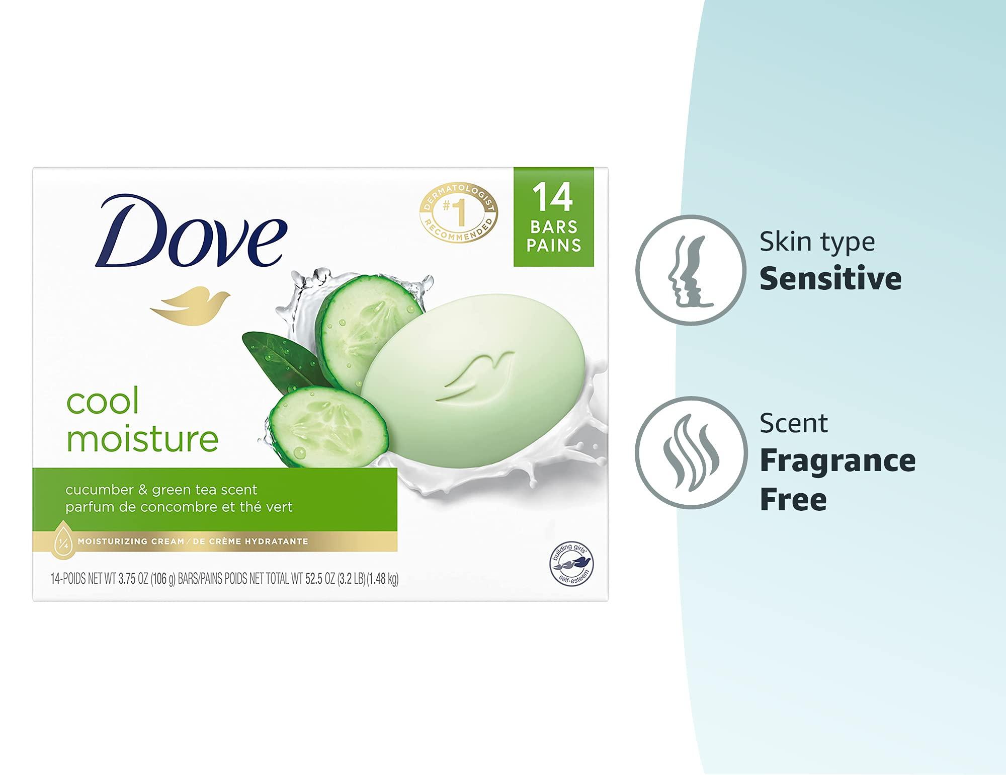 Dove Skin Care Beauty Bar For Softer Skin Cucumber and Green Tea More Moisturizing Than Bar Soap 3.75 oz, 14 Bars - Image 8