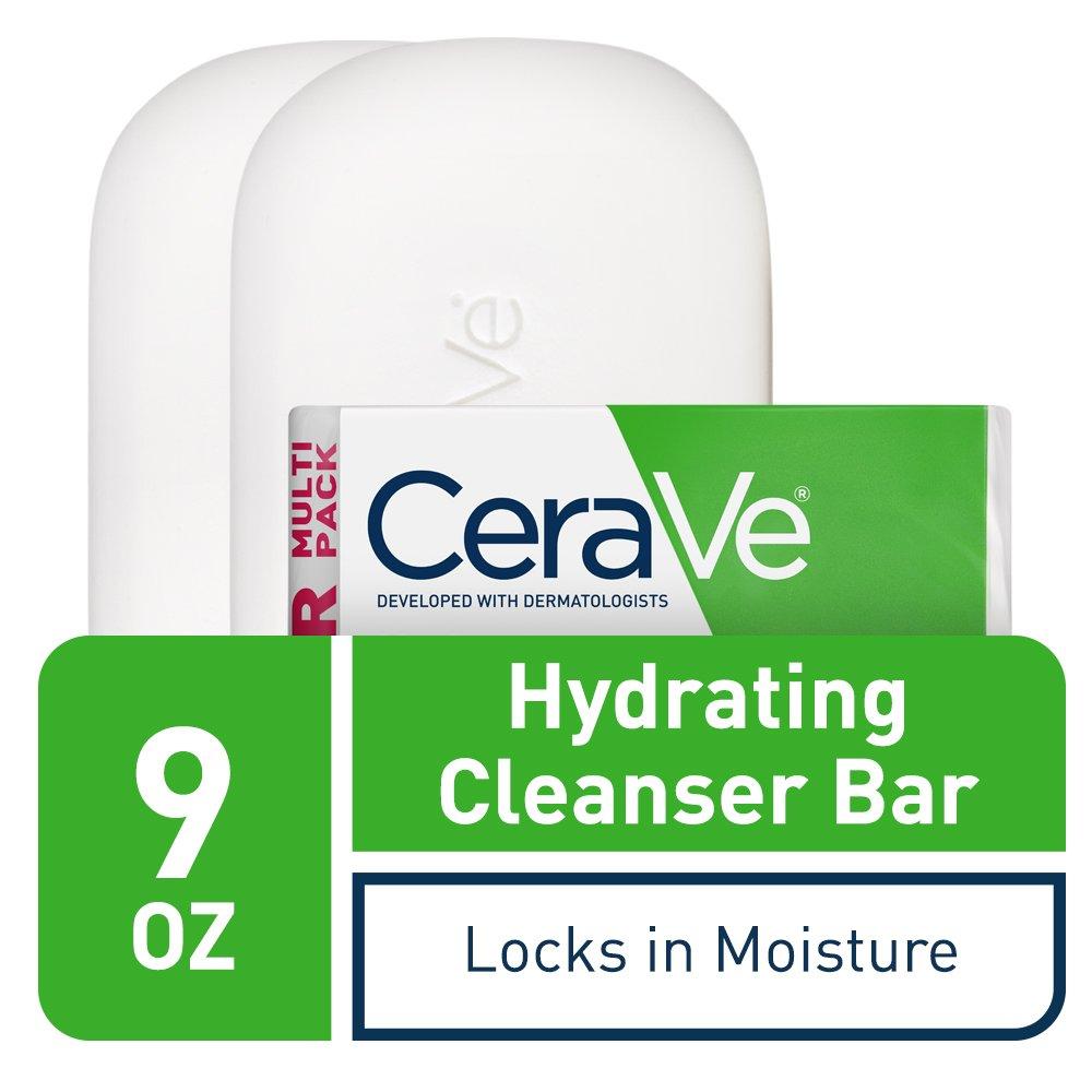 CeraVe Hydrating Cleanser Bar, Soap-Free Body and Facial Cleanser with 5% Cerave Moisturizing Cream, Fragrance-Free, 2-Pack, 4.5 Ounce Each - Image 2