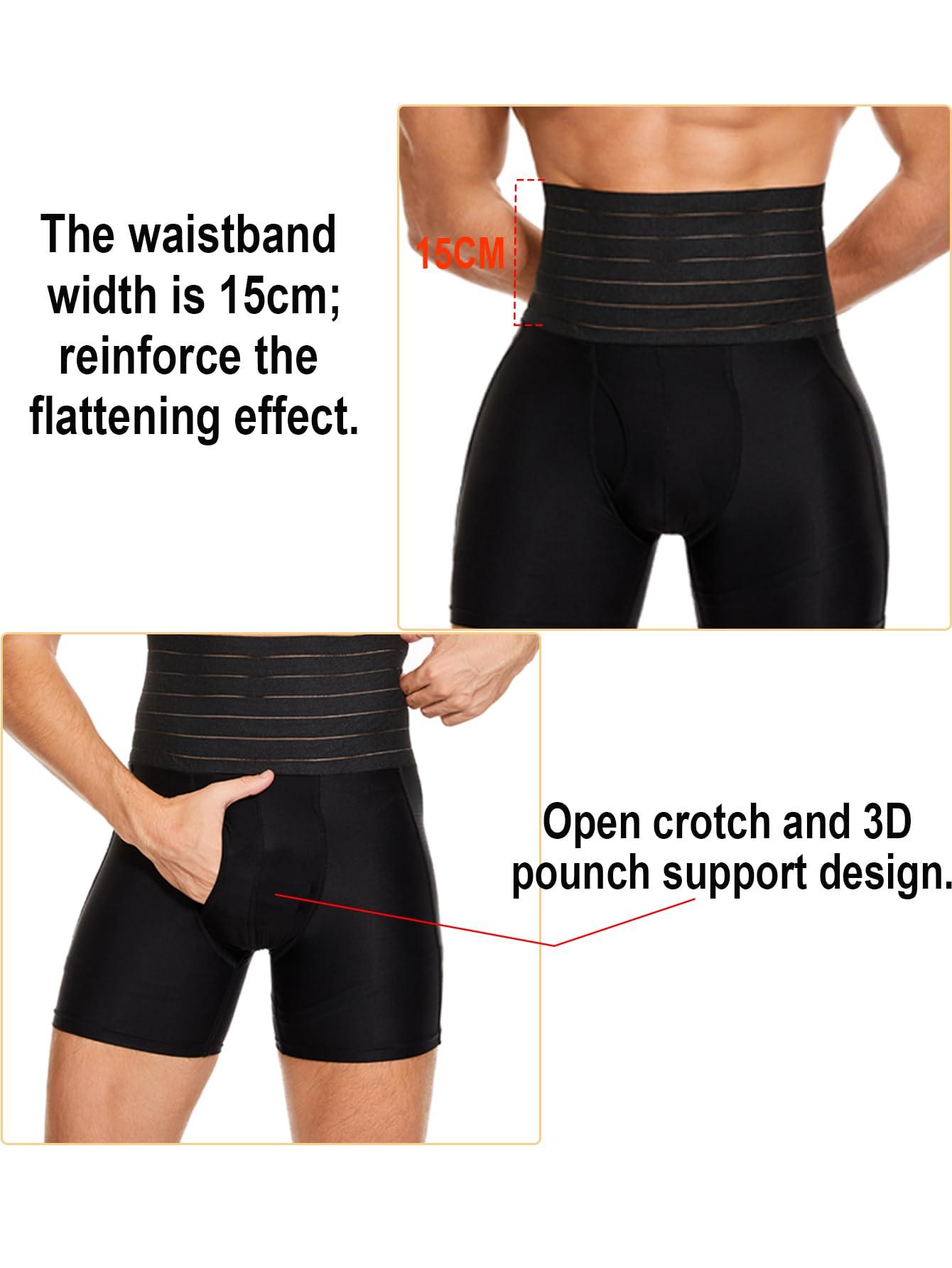 Clevvets Shapewear Shorts for Men Tummy Control Shorts Slimming Long Leg Compression Boxer Briefs - Image 3