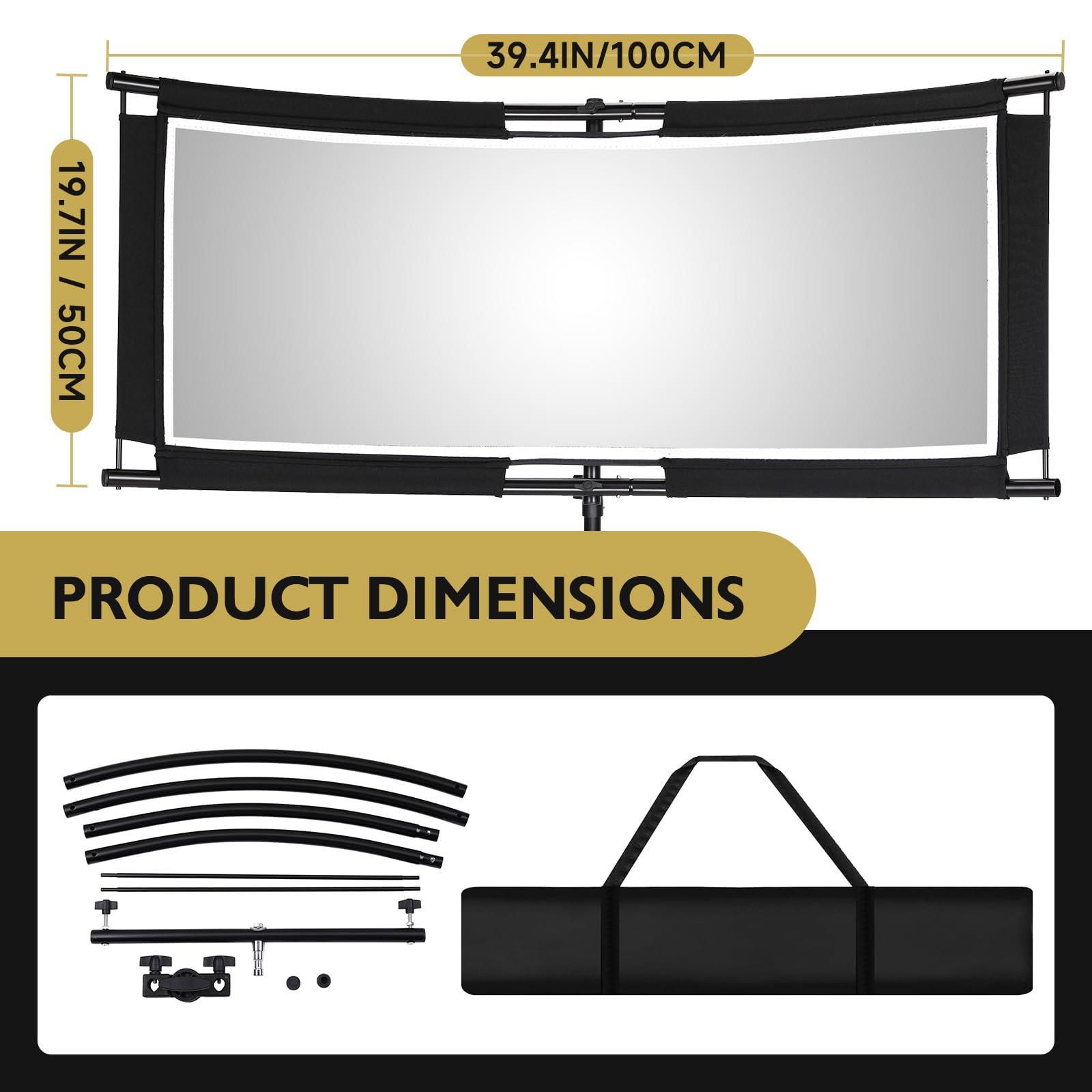 Clamshell Light Reflector/Diffuser with Carrying Case,40"X20" (4 Color in 1) Arclight Curved Eyelighter Lighting Diffuser for Photography Portrait Studio Video Shooting,Black/White/Gold/Silver - Image 2