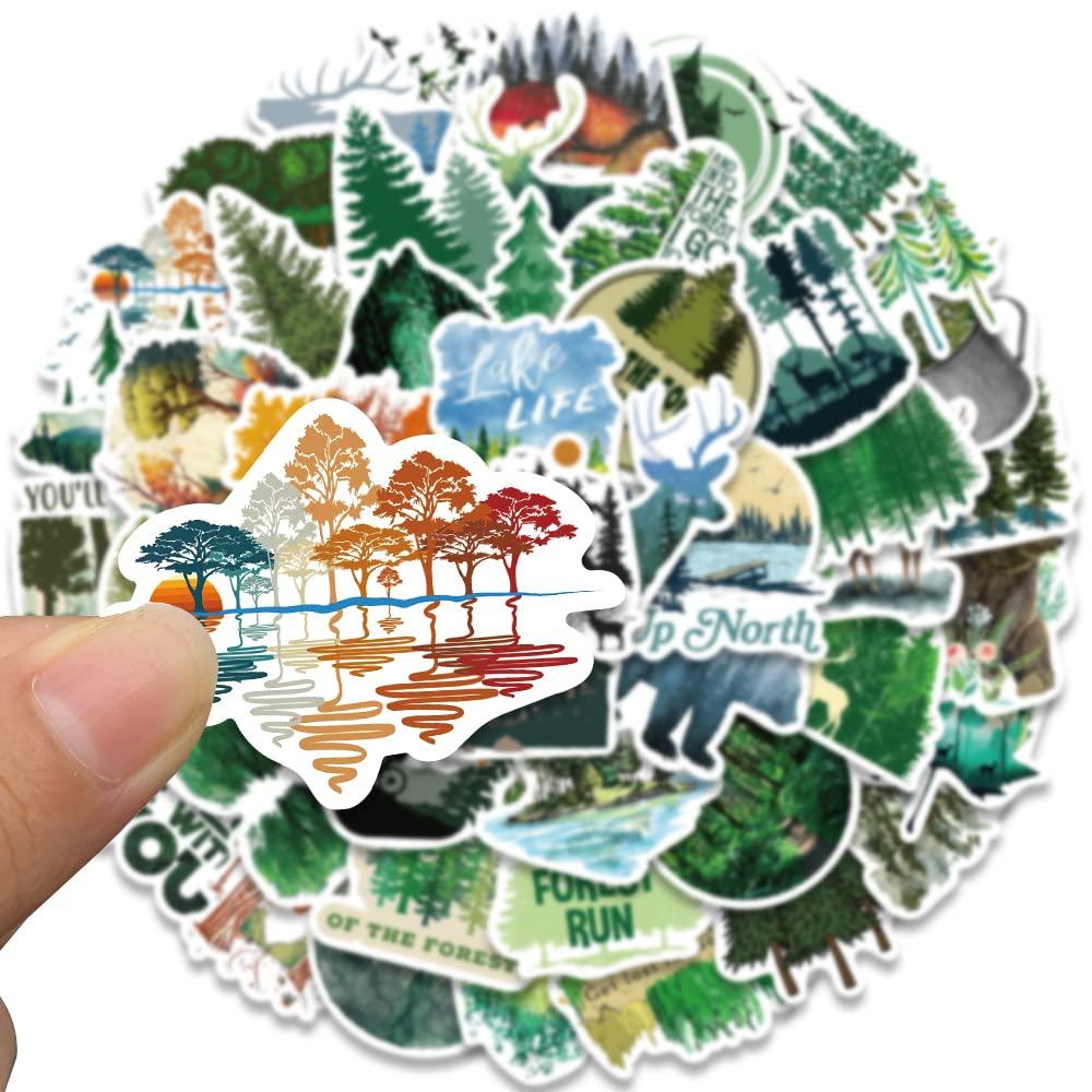 Forest Stickers, Adventure Aesthetic Outdoor Stickers Bulk, 50Pcs Waterproof Vinyl Nature Stickers for Water Bottles Laptop Scrapbook, Forest Trees Animals Stickers for Kids Teens (Forest) - Image 4