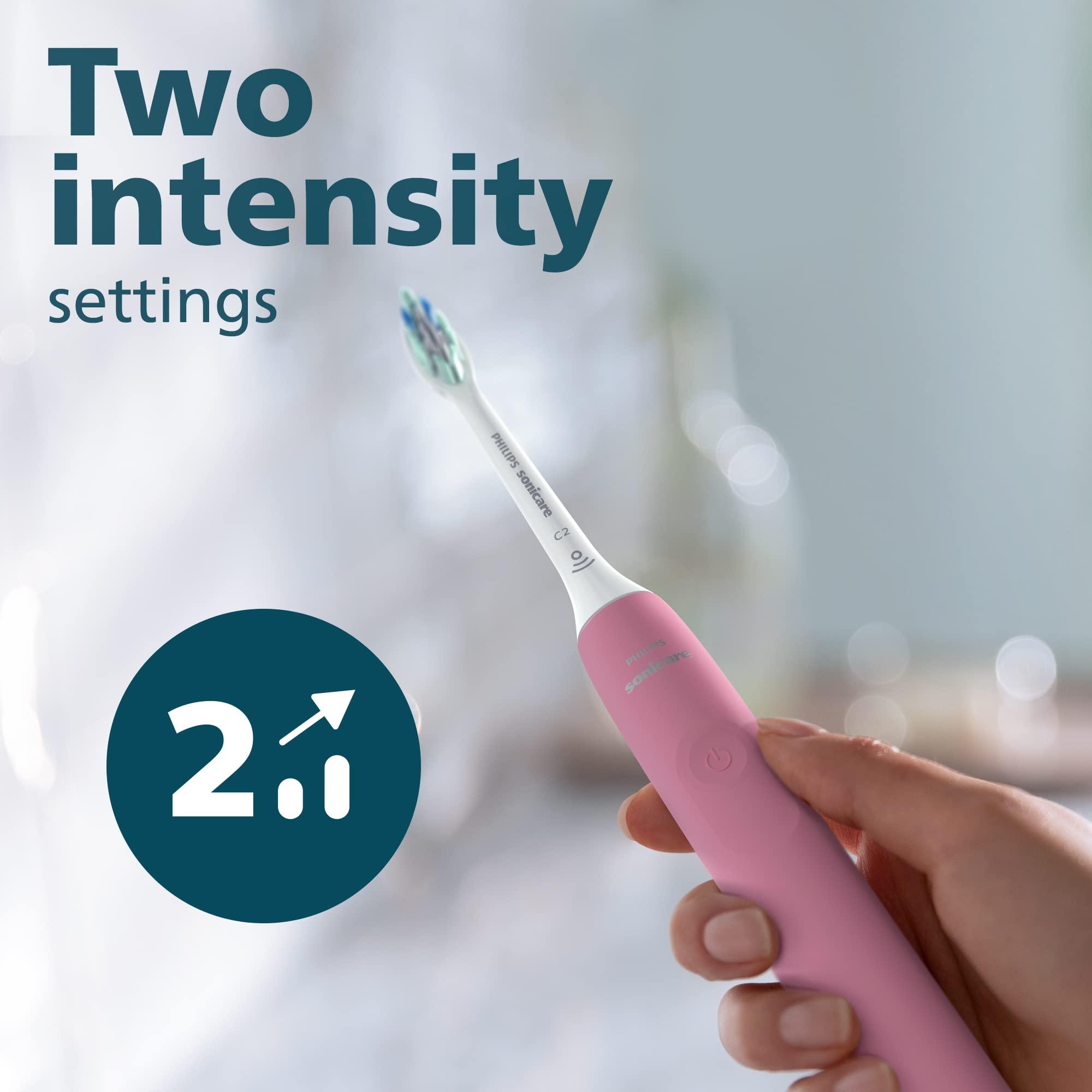 Philips Sonicare 4100 Rechargeable Electric Toothbrush, with Pressure Sensor, 2 Intensity Settings, SmarTimer and QuadPacer, 14-Day Battery Life, Deep Pink, Model HX3681/26 - Image 8