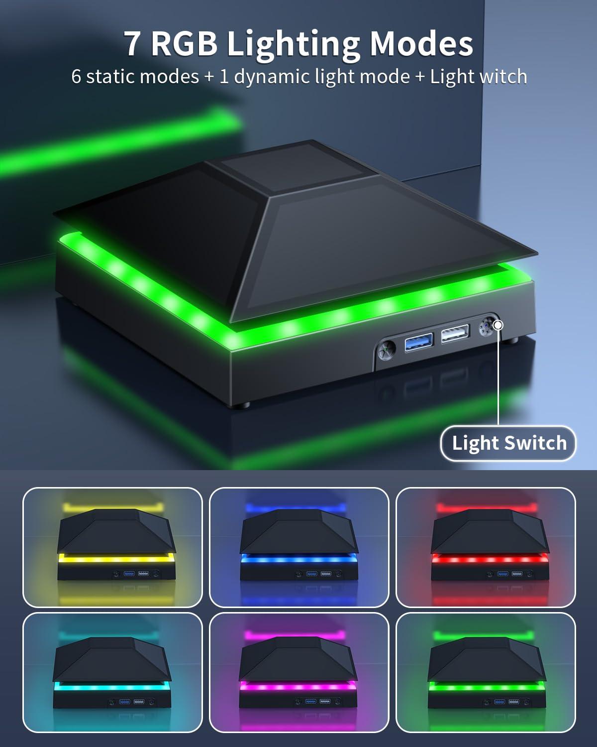 MENEEA Cooling Fan Dust Proof for Xbox Series X Console with Colorful Light Strip,MENEEA Dust Cover Filter,Rubber Dust Plugs,Low Noise Top Fan with 3 Gears,Cooler&Light Independent Touch Switch, 2 USB Port - Image 4