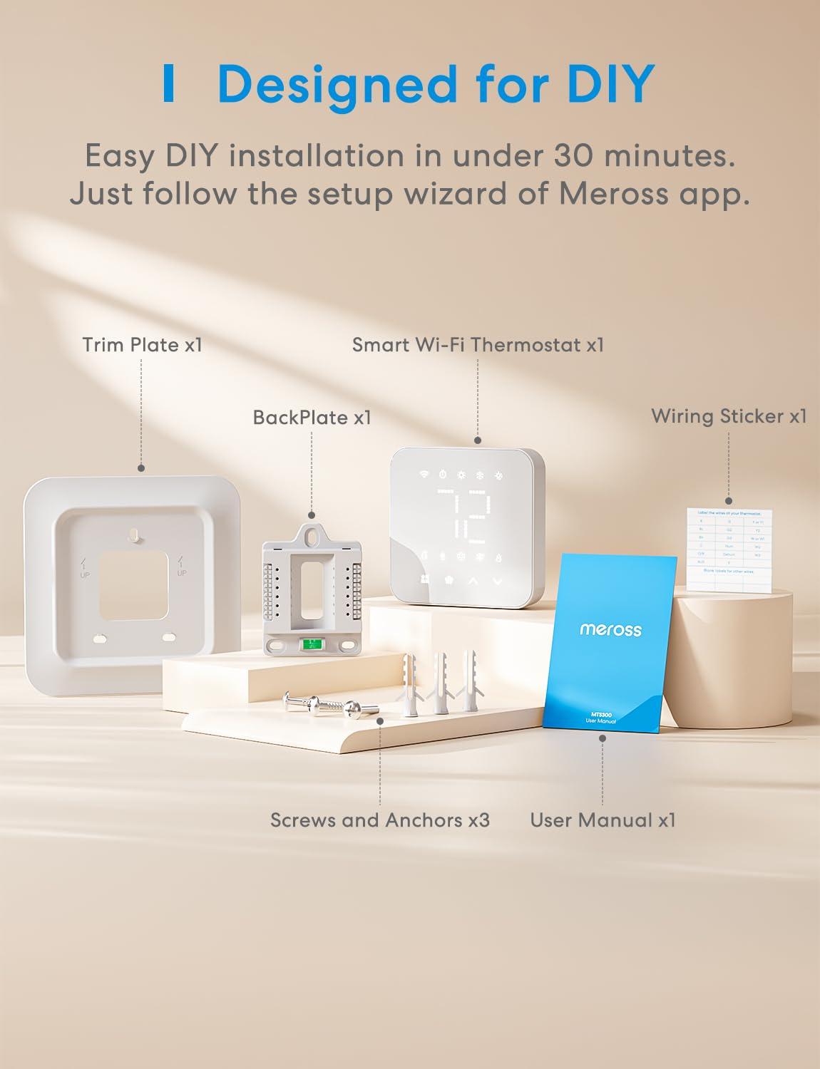 meross Smart Thermostat for Home, WiFi Thermostat Works with Matter, Alexa, Apple Home, Google Assistant, App & Voice Control, 7x24h Scheduling, Energy Saving, C-Wire Required - Image 3