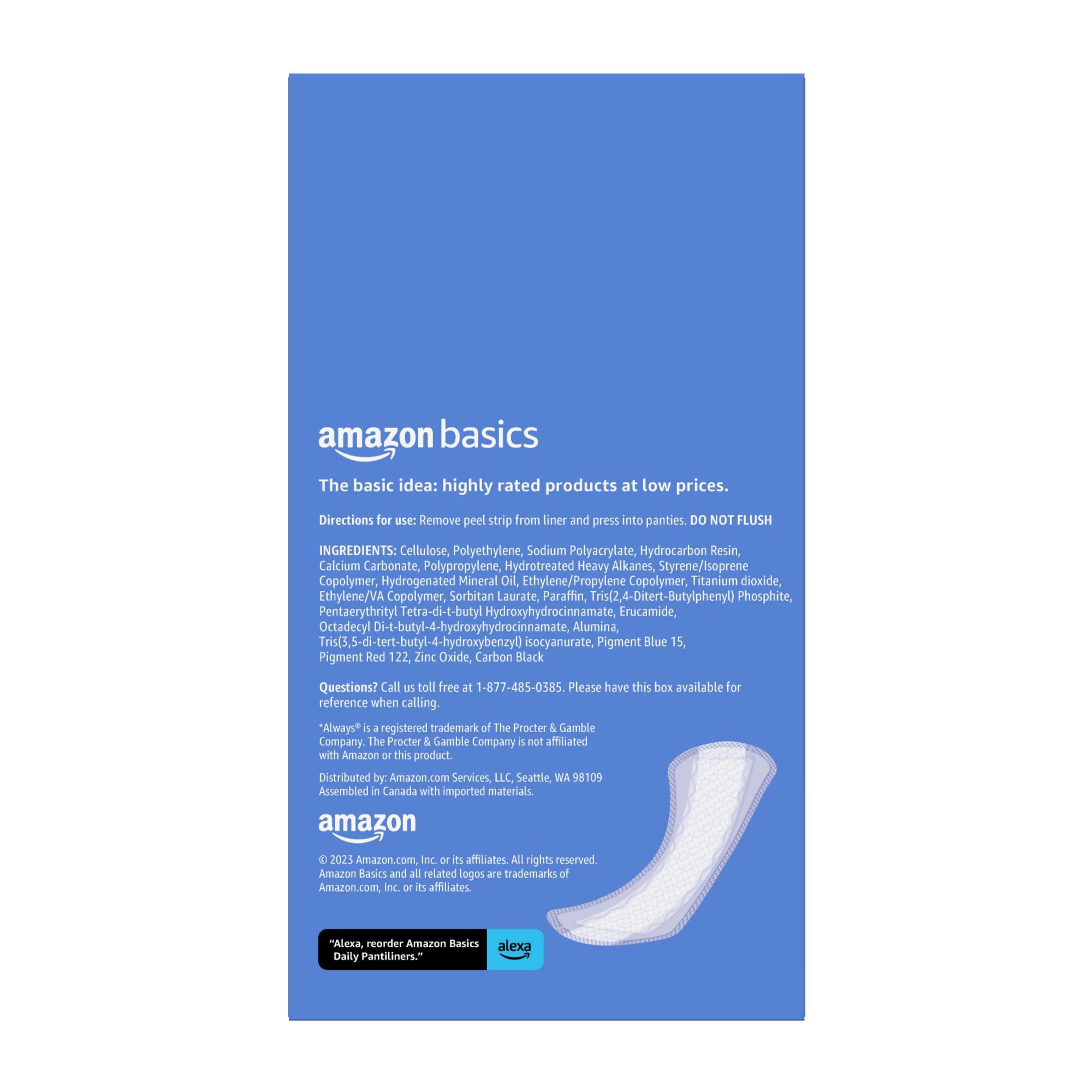 Amazon Basics Daily Pantiliner, Long Length, Pads for Women, Unscented, 40 Count (Previously Solimo) - Image 2