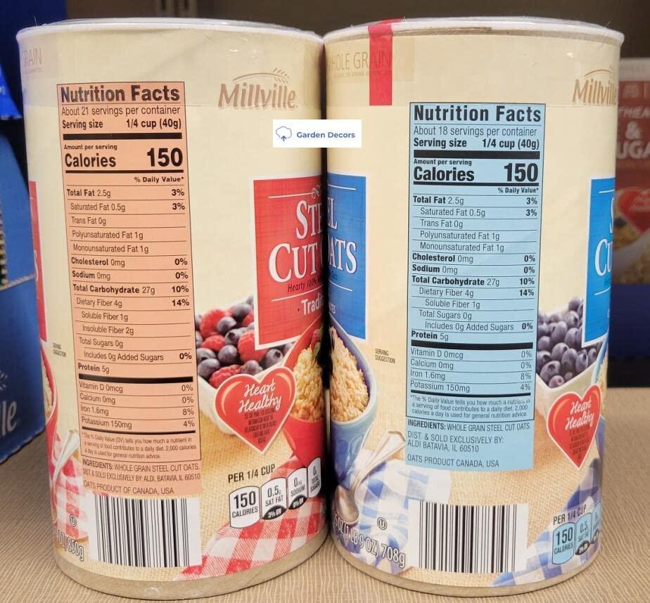 Millville Steel Cut Oats Hearty 100% Whole Grain Oats Traditional & Quick (Two Tubes) - Image 2