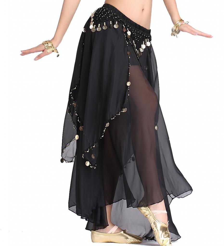 ZLTdream Women's Belly Dance Chiffon Skirt with Coins - Image 4
