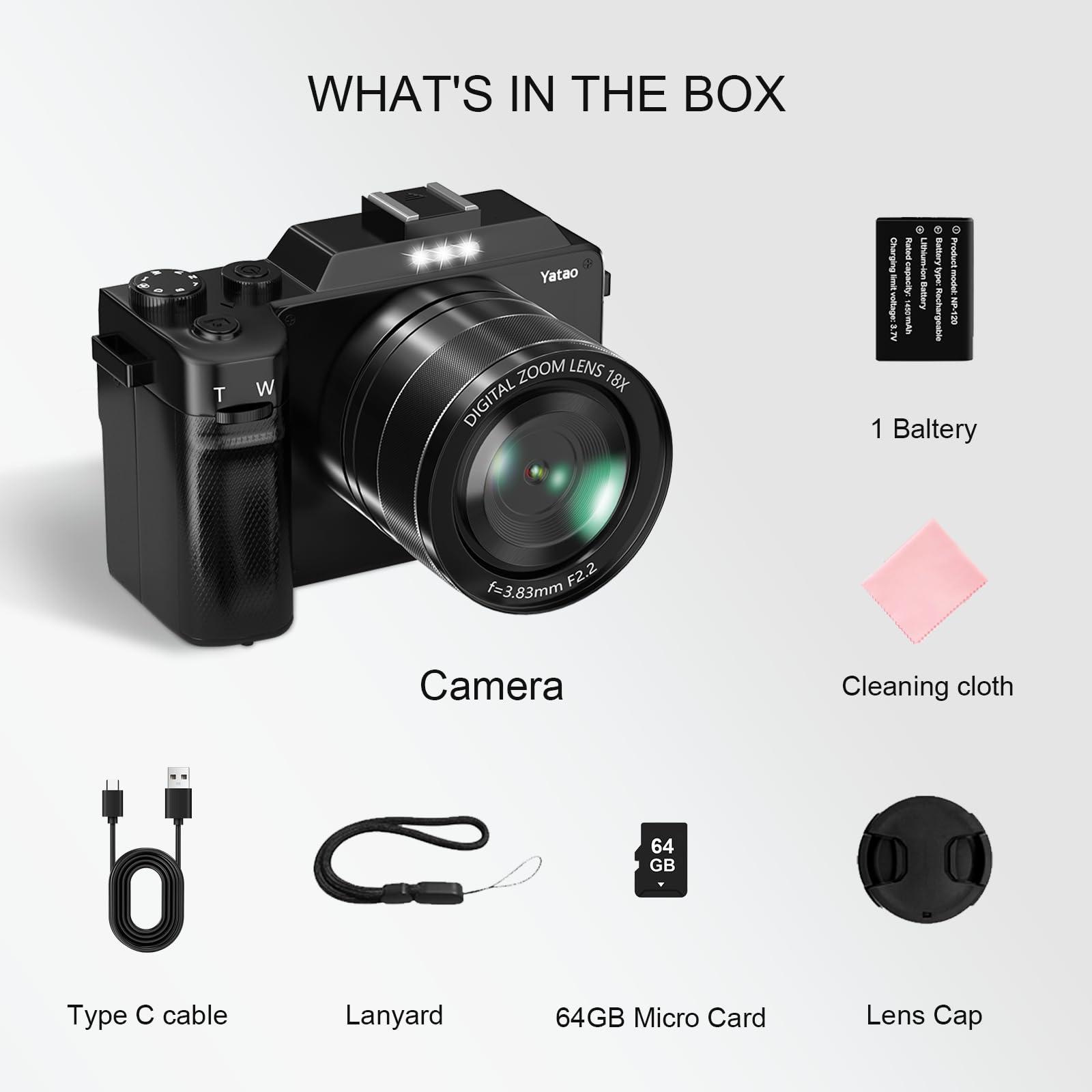 Yatao Digital Camera with WiFi, 64MP Photography and 4K 5K Vlogging Camera Kit for YouTube, Front and Rear Dual Camera for Convenient Selfie, Equipped with 64GB Micro Card - Image 9