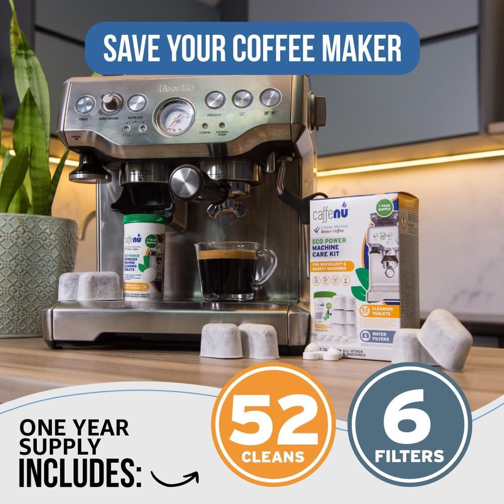 Breville Compatible Cleaning Tablets & Water Filter. 52 Espresso Machine Cleaning Tablets & 6 Breville Filters for Espresso Machine. Removes Build-up & Filters Water Impurities. Years Supply. - Image 4