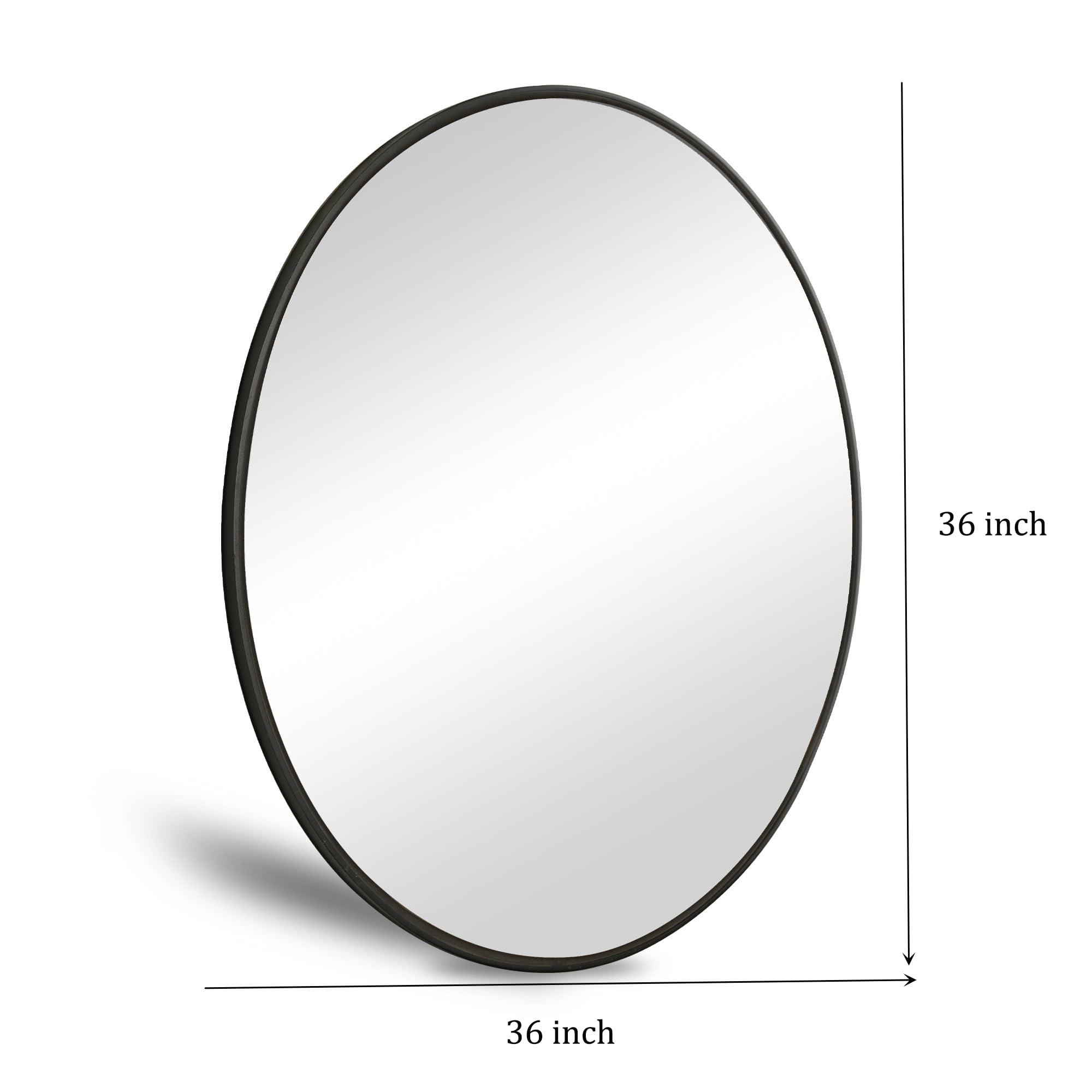 DUQIMO Round Wall Mirror 36 Inches,Large Circle Mirrors with Black Frame for Bathroom Entryway Bedroom & Living Room,Tempered Glass-Shatterproof Mirror(36" Black) - Image 2
