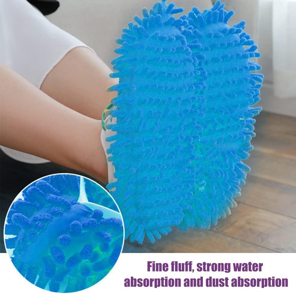 Mop Socks, 2Pairs Microfiber Cleaning House Mop Slipper Covers Soft Washable Reusable Microfiber Foot Socks for Floor Cleaning (Blue) - Image 3