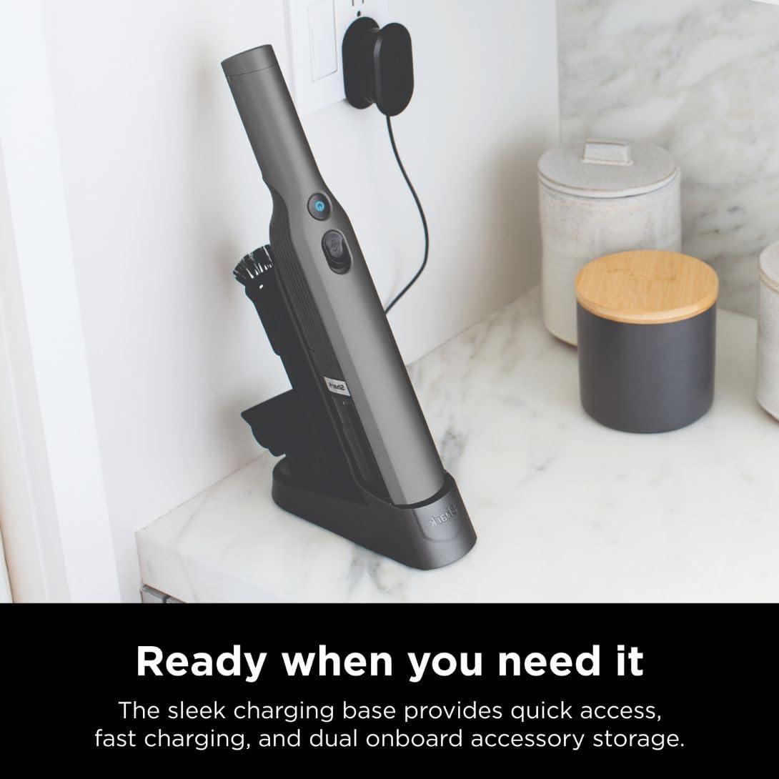 Shark WV201 WANDVAC Handheld Vacuum, Lightweight at 1.4 Pounds with Powerful Suction, Charging Dock, Single Touch Empty and Detachable Dust Cup,Graphite, Slate - Image 3