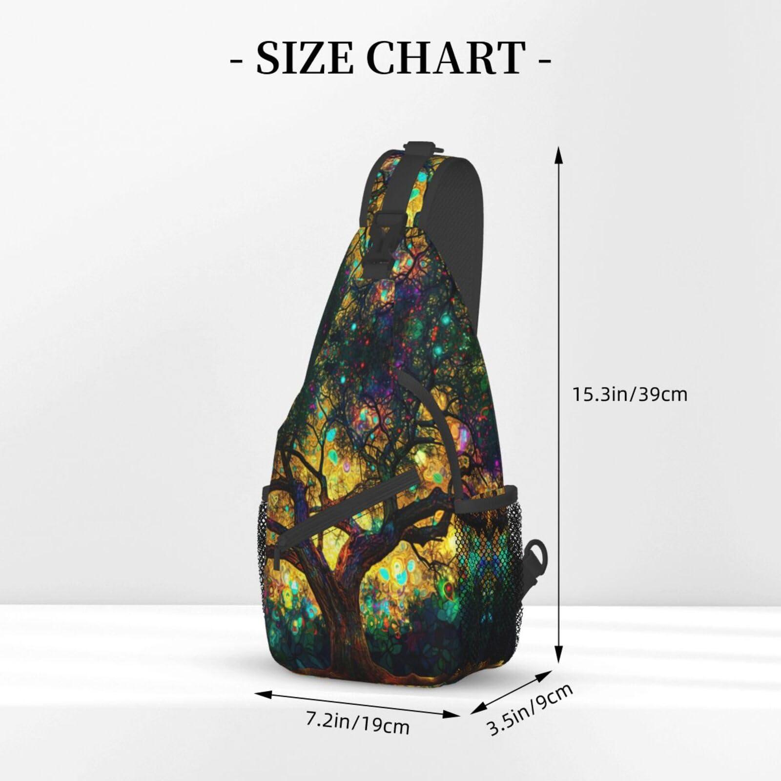 Mqtzyiwx Colorfully Colors Tree Sling Backpack Hiking Backpack Crossbody Bag Sports Lightweight And waterproof Chest Bag Shoulder Bag For Women Men - Image 2