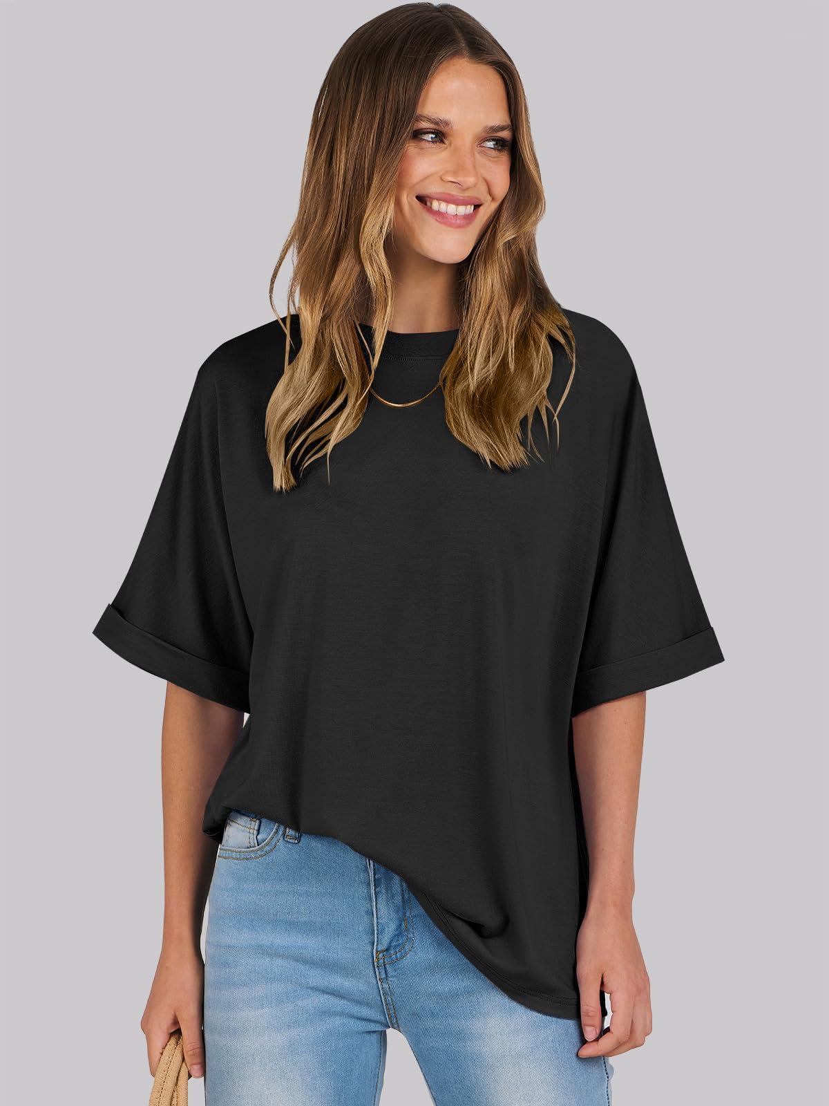 ANRABESS Womens Tops Oversized T Shirts Short Sleeve Crewneck Summer Casual Loose Basic Tee Shirt 2025 Trendy Fashion Clothes - Image 2