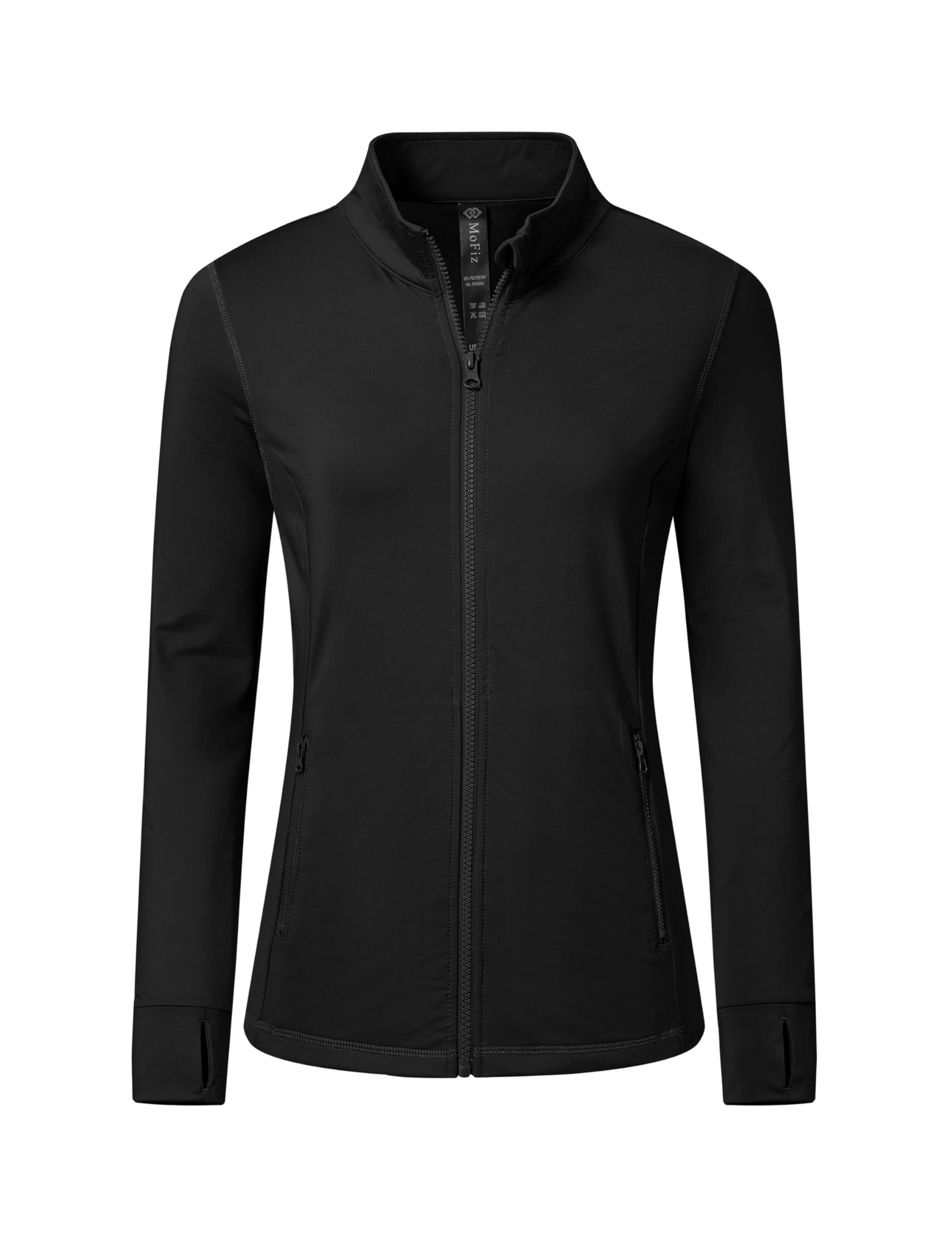 MoFiz Women's Full Zip Hiking Shirt Lightweight UPF 50+ Sun Protection Running Jacket Long Sleeve Sports Outdoor Top Pockets