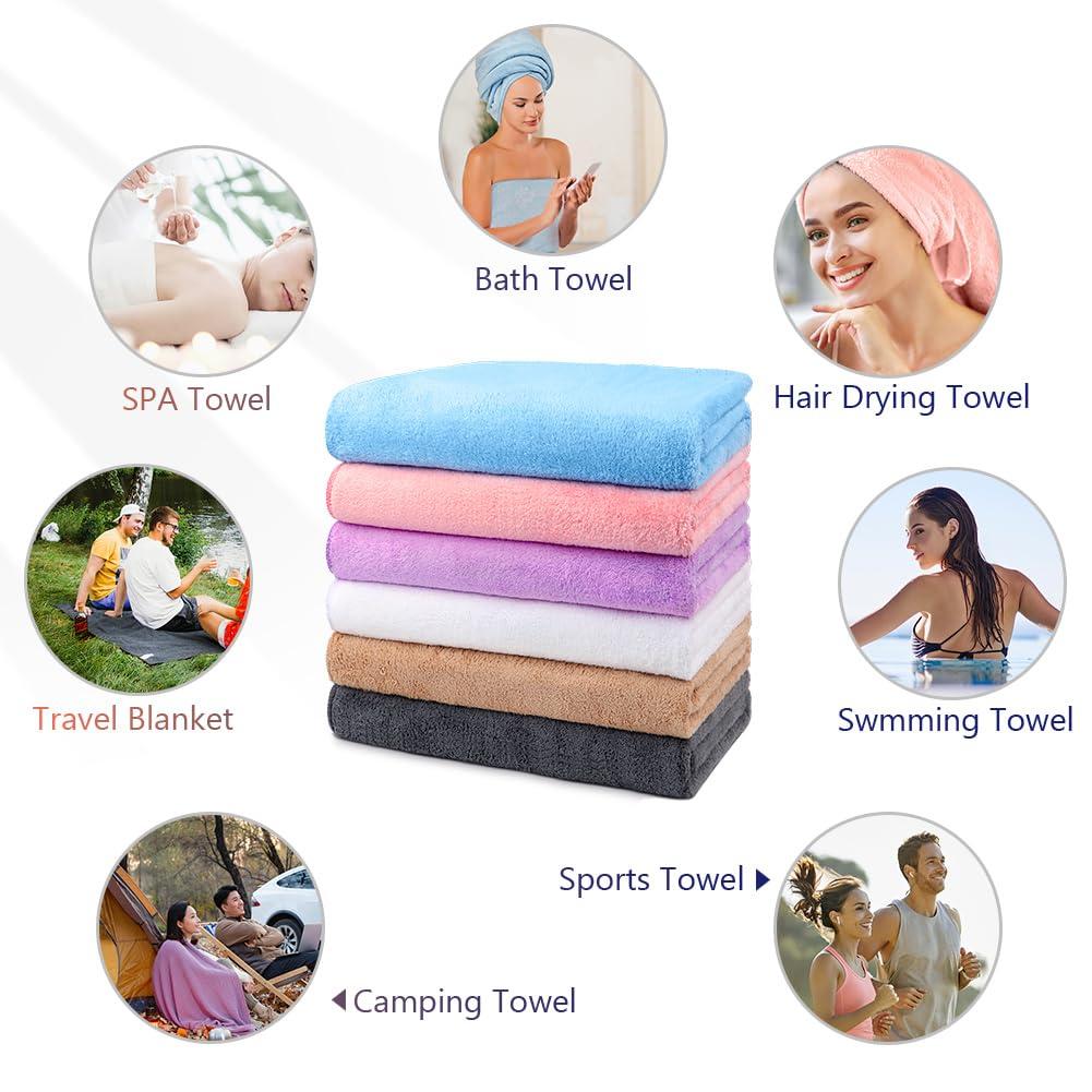 Orighty Bath Towels Pack of 6(24'' x 48'') - Soft Feel, Highly Absorbent, Quick Drying for Body, Sport, Yoga, SPA, Fitness - Multi-Color - Image 7