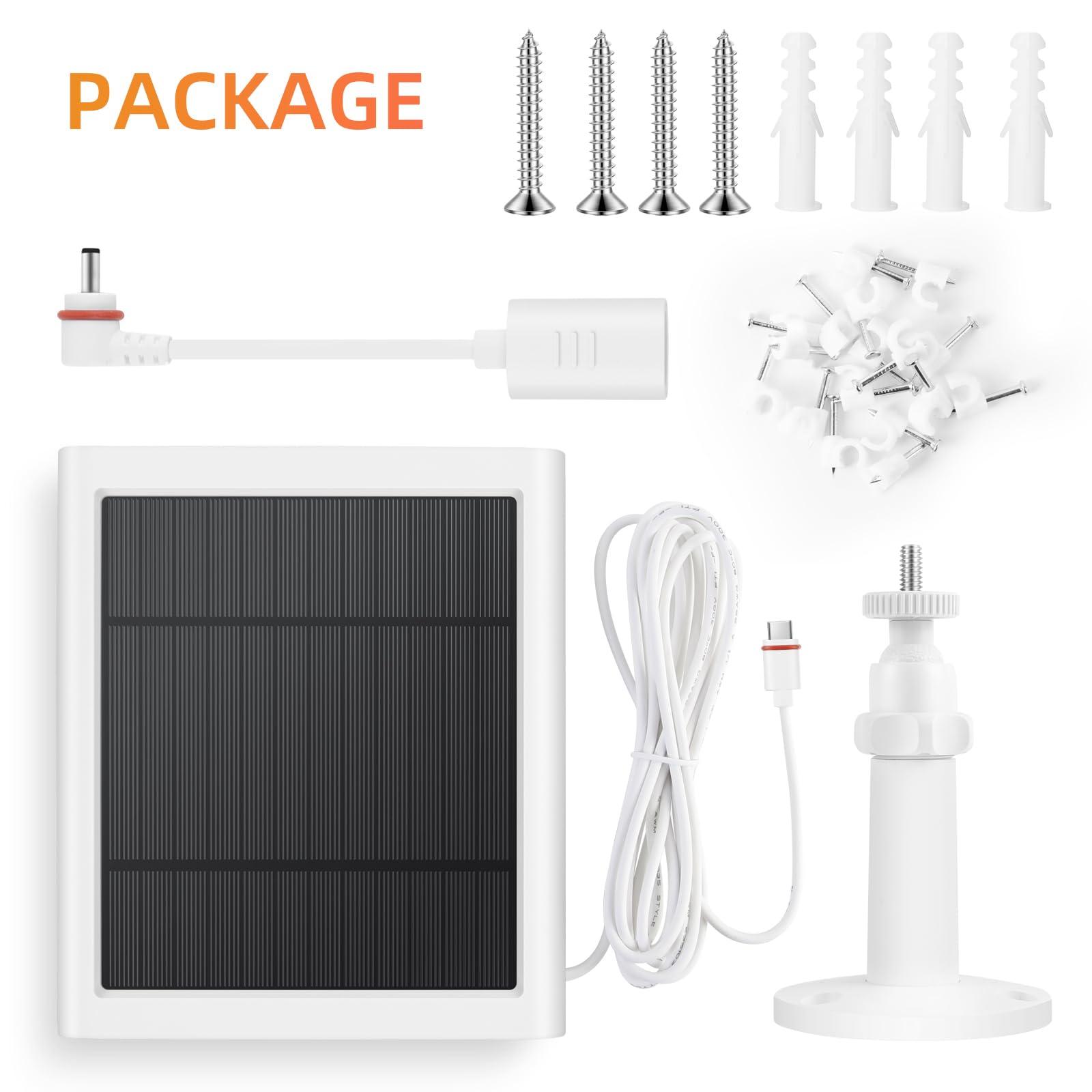 Solar Panel for Ring Camera, 2 Pack 4W Solar Charger Compatible with Spotlight & Stick Up Outdoor Cam Battery, 10ft Long Cable with USB-C to Ring Barrel Plug Adapter - Image 7