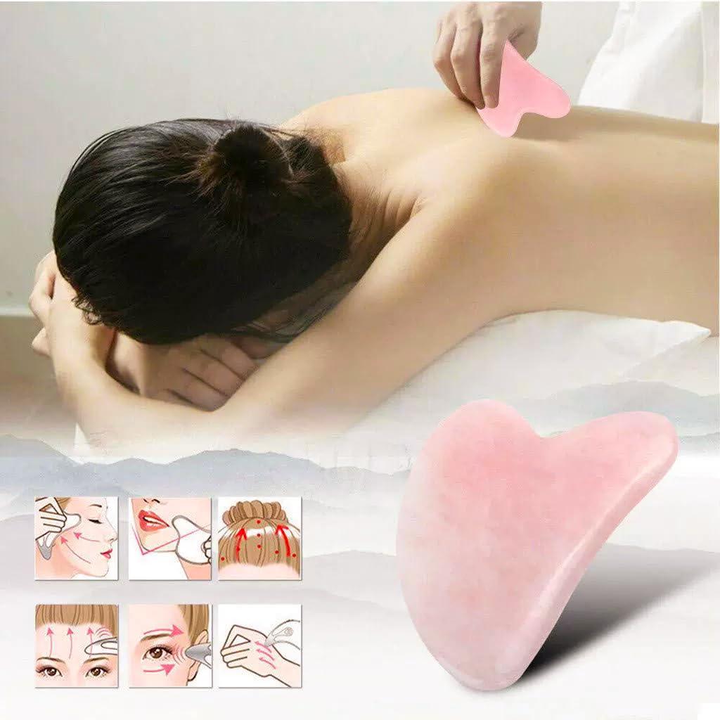 YAMHOHO Gua Sha Jade Stone Gua Sha Massage Tool, Guasha Tool for Face and Body Skin Massage. Tools for SPA Acupuncture, Pink Stone for Body Face Neck and Eye, Skin Care Gift for Woman (Pink) - Image 5