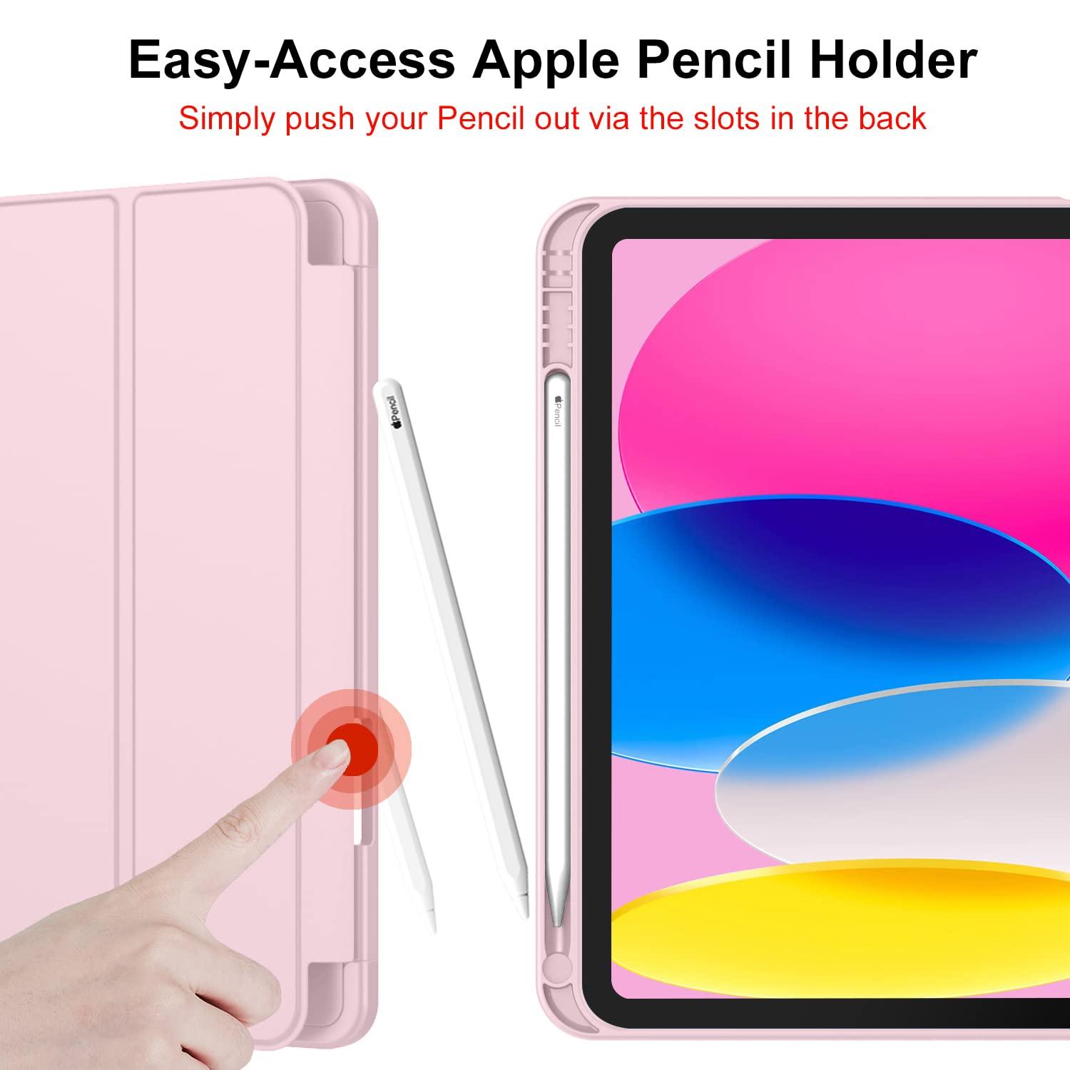 iMieet iPad (A16) Case/iPad 10th Generation Case [11-Inch 2025/10.9 Inch 2022] with Pencil Holder, Trifold Stand Smart Cover with Soft TPU Back,Auto Wake/Sleep(Pink) - Image 5