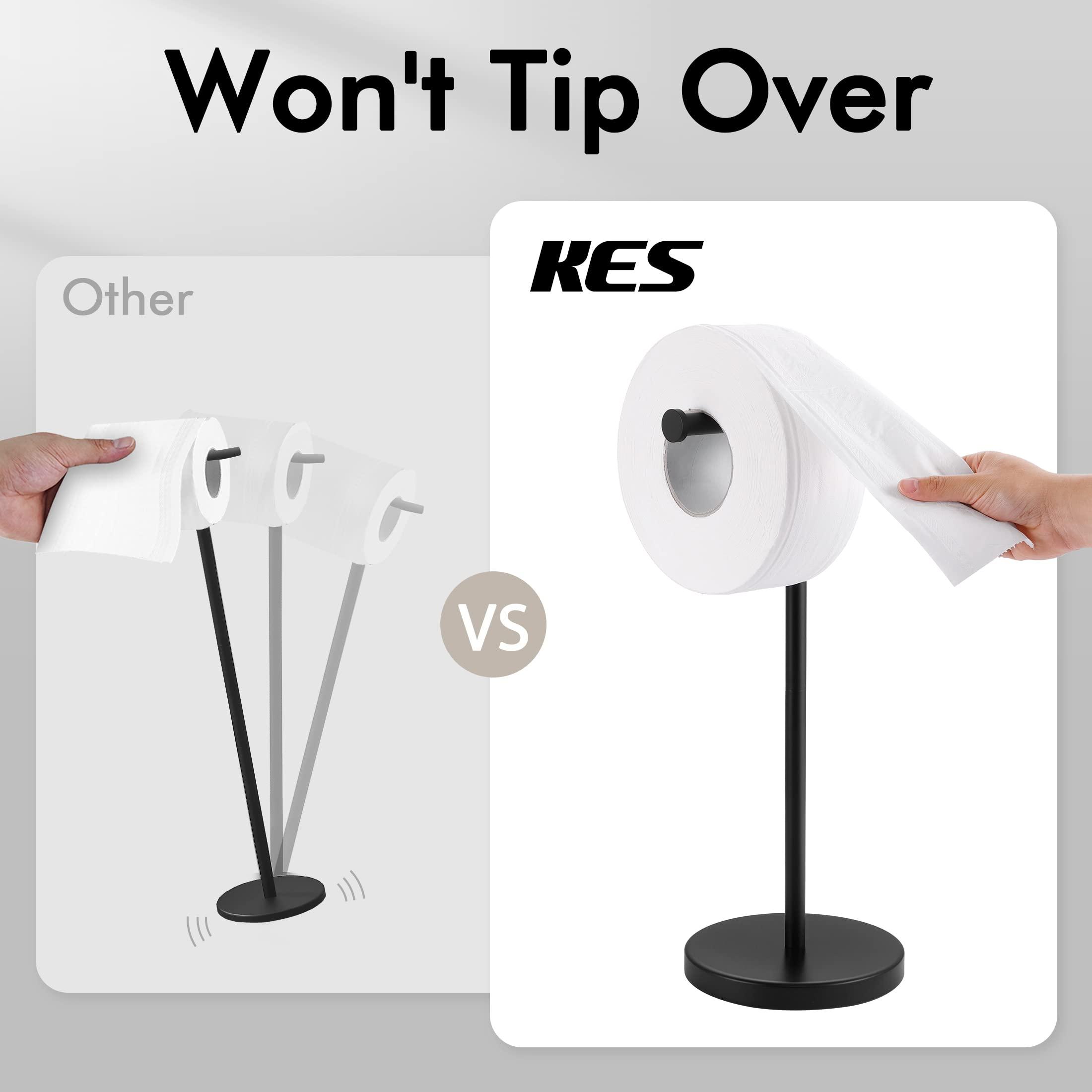 KES Bathroom Toilet Paper Holder Stand Modern Tissue Roll Holder SUS304 Stainless Steel Rustproof Freestanding 20.2" H, Matte Black BPH283S1-BK - Image 4