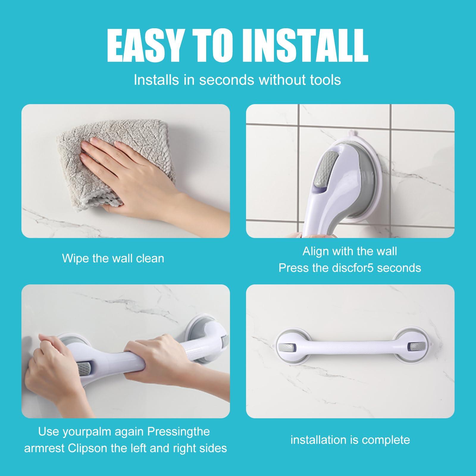 2Pc 16 Inch Grab Bars for Bathtubs and Showers Safety,No Drill Shower Grab Bar with Strong Suction Cups.Portable Bathtub Handle for Seniors - Image 5