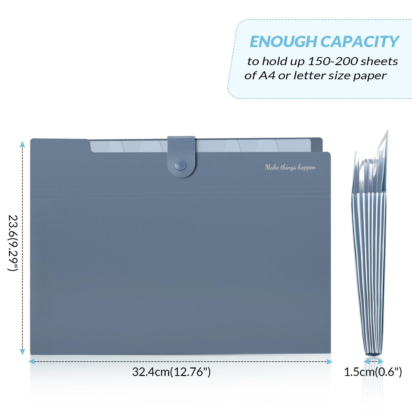 SKYDUE Expanding File Organizer with 8 Pockets, Accordion File Folders with Labels, Portable Document Paper Bill Receipt Organizer, Home College School Office Supplies, Letter Size, Blue - Image 6