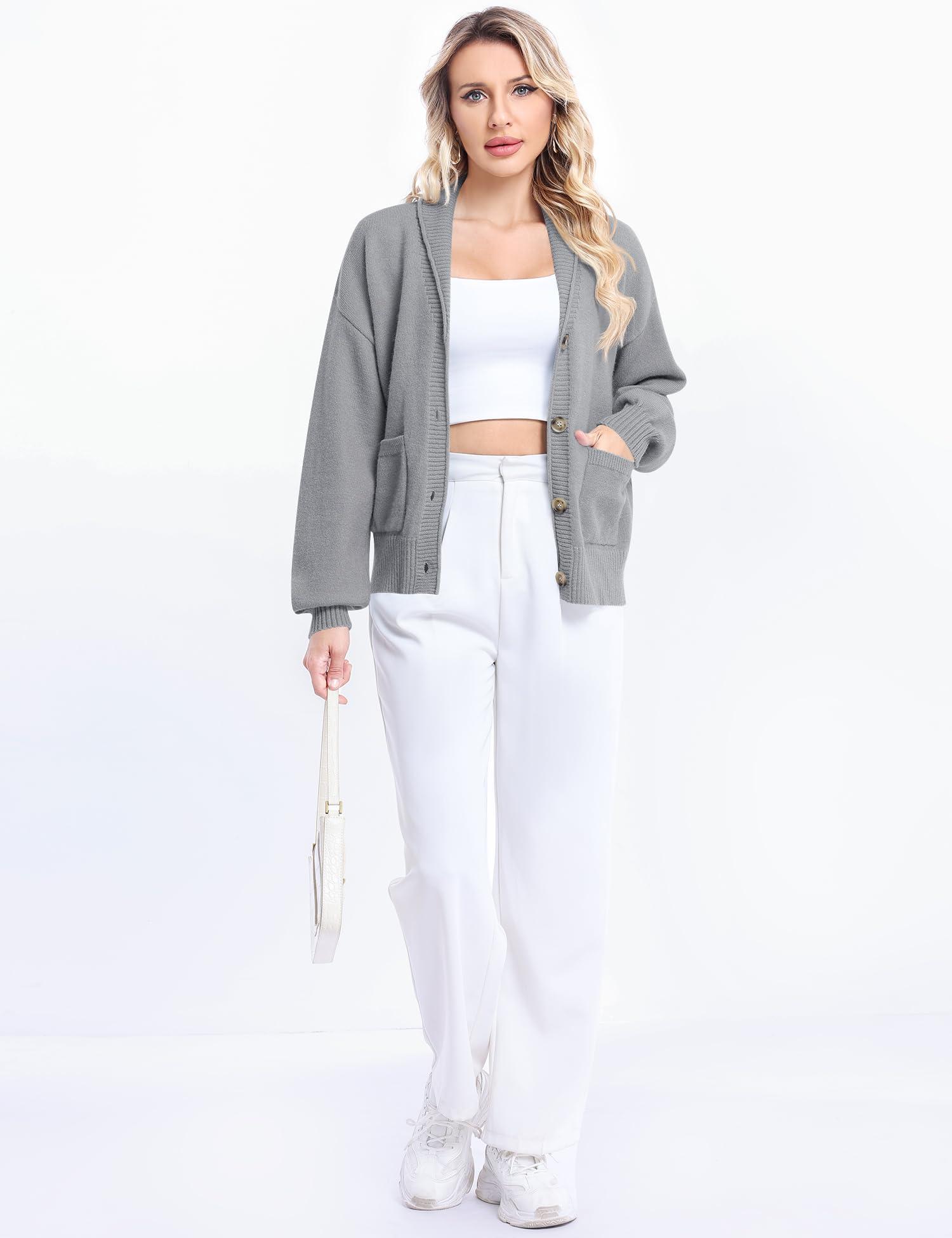 LUYAA Women's Cardigan Sweaters 2024 Oversized Open Front Button V Neck Lightweight Cardigans Outerwear - Image 6