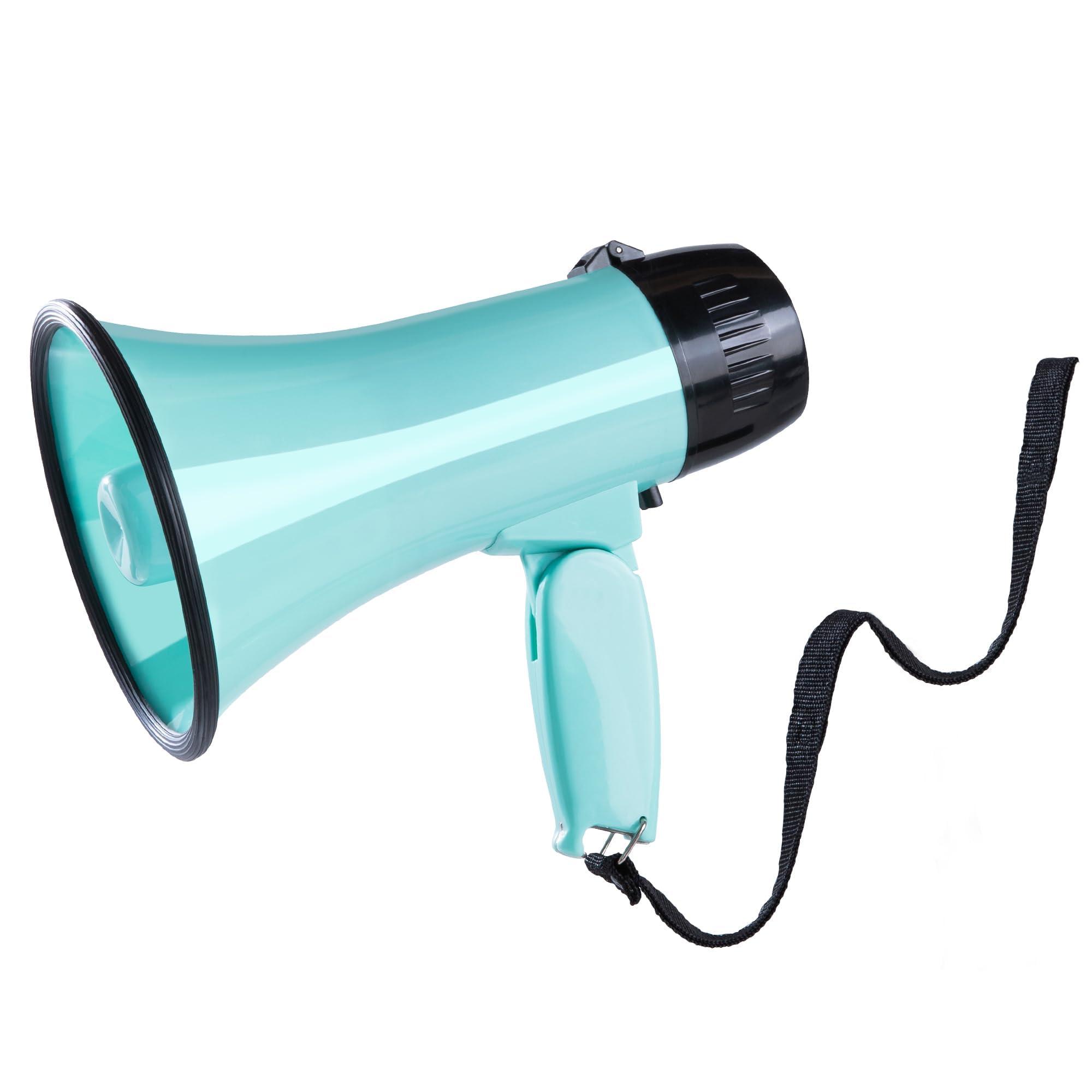 MyMealivos Portable Megaphone Bullhorn 20 Watt Power Megaphone Speaker Voice and Siren/Alarm Modes with Volume Control and Strap (Teal)…