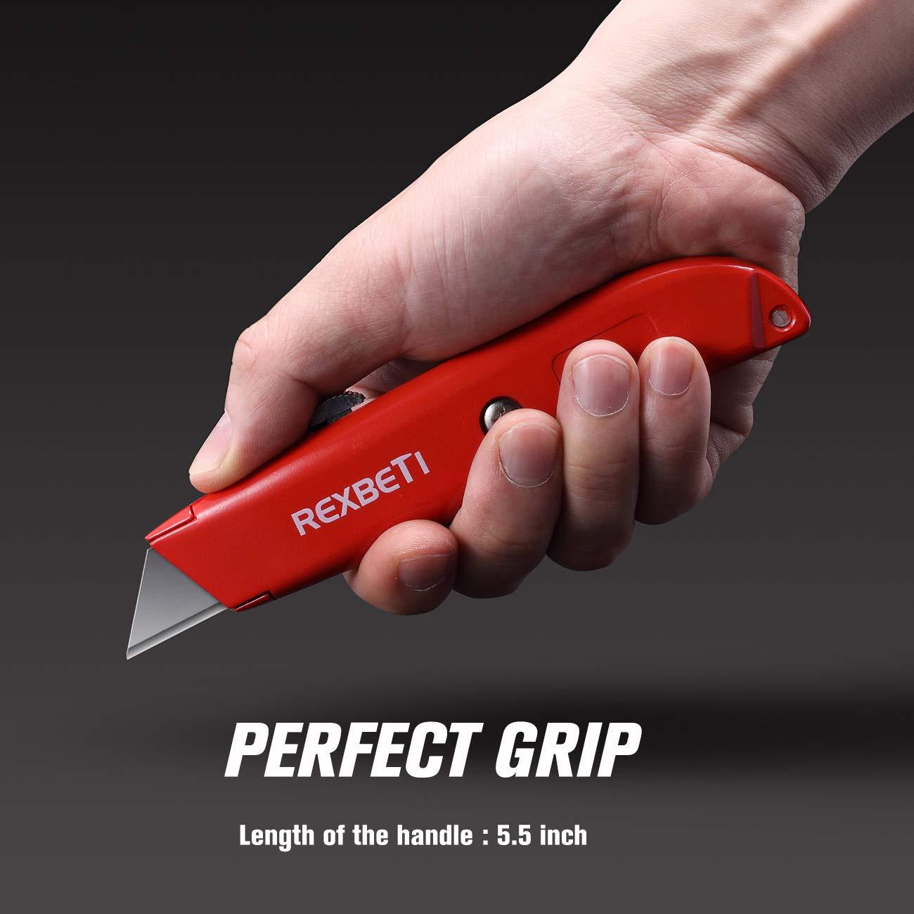 REXBETI 36 Pack Utility Knife Retractable Box Cutter, 4 Color Heavy Duty Aluminum Shell Knife Sets with Extra 30pc SK5 Blades for Cartons, Cardboard and Boxes - Image 3