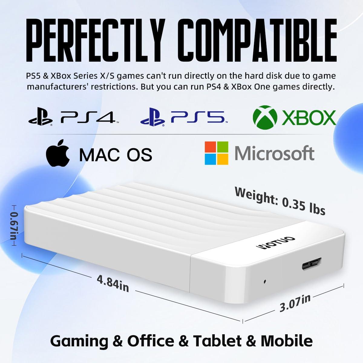 YOTUO Portable External Hard Drive Storage Expansion Mobile HDD USB 3.0 for PC, Mac, Desktop, Laptop, PS4, PS5, Xbox One X/S, Xbox 360, Xbox Series X/S, Office & Game (White, 320GB) - Image 3